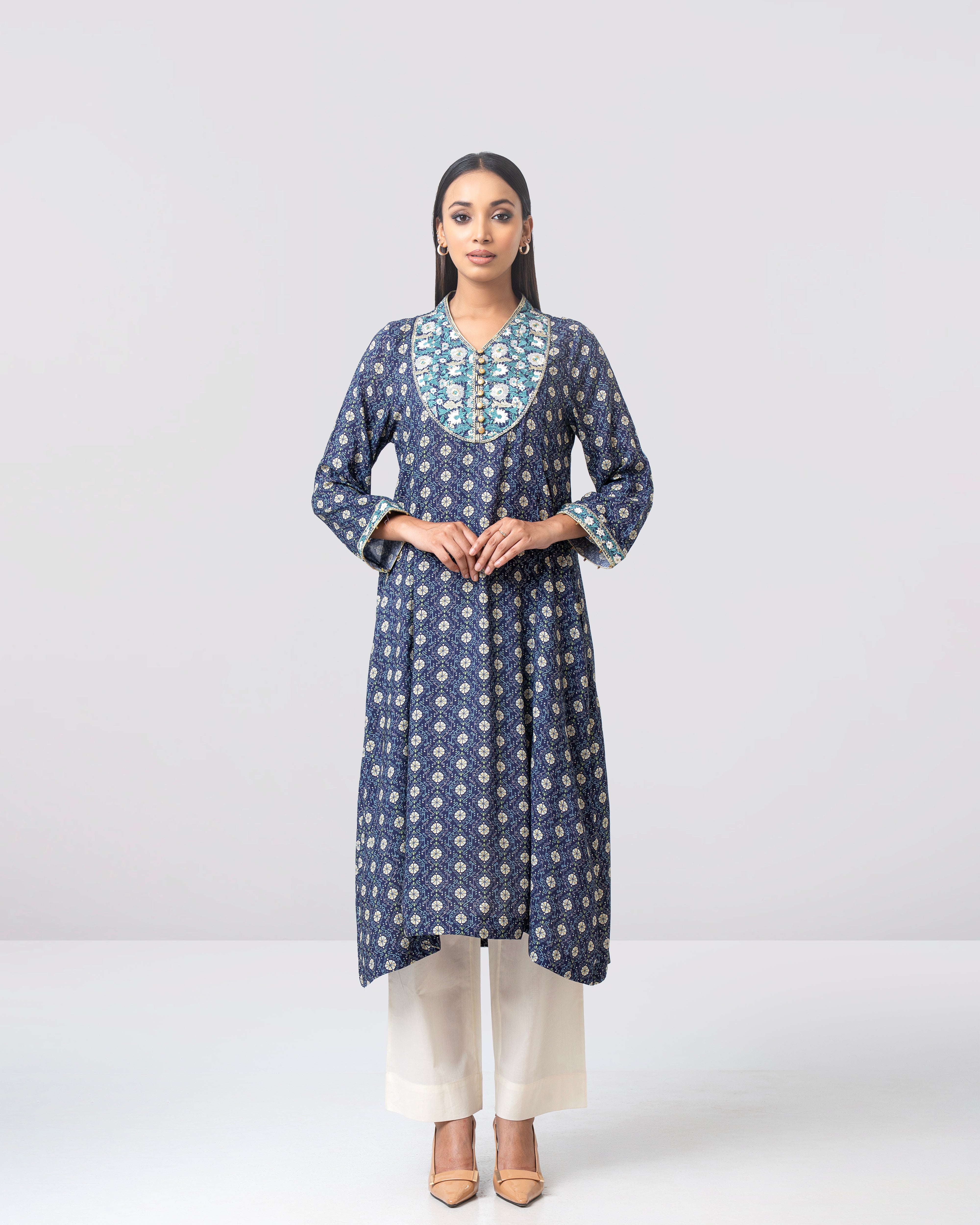 Smart Fit Embroidered One-Piece Ethnic Kurta