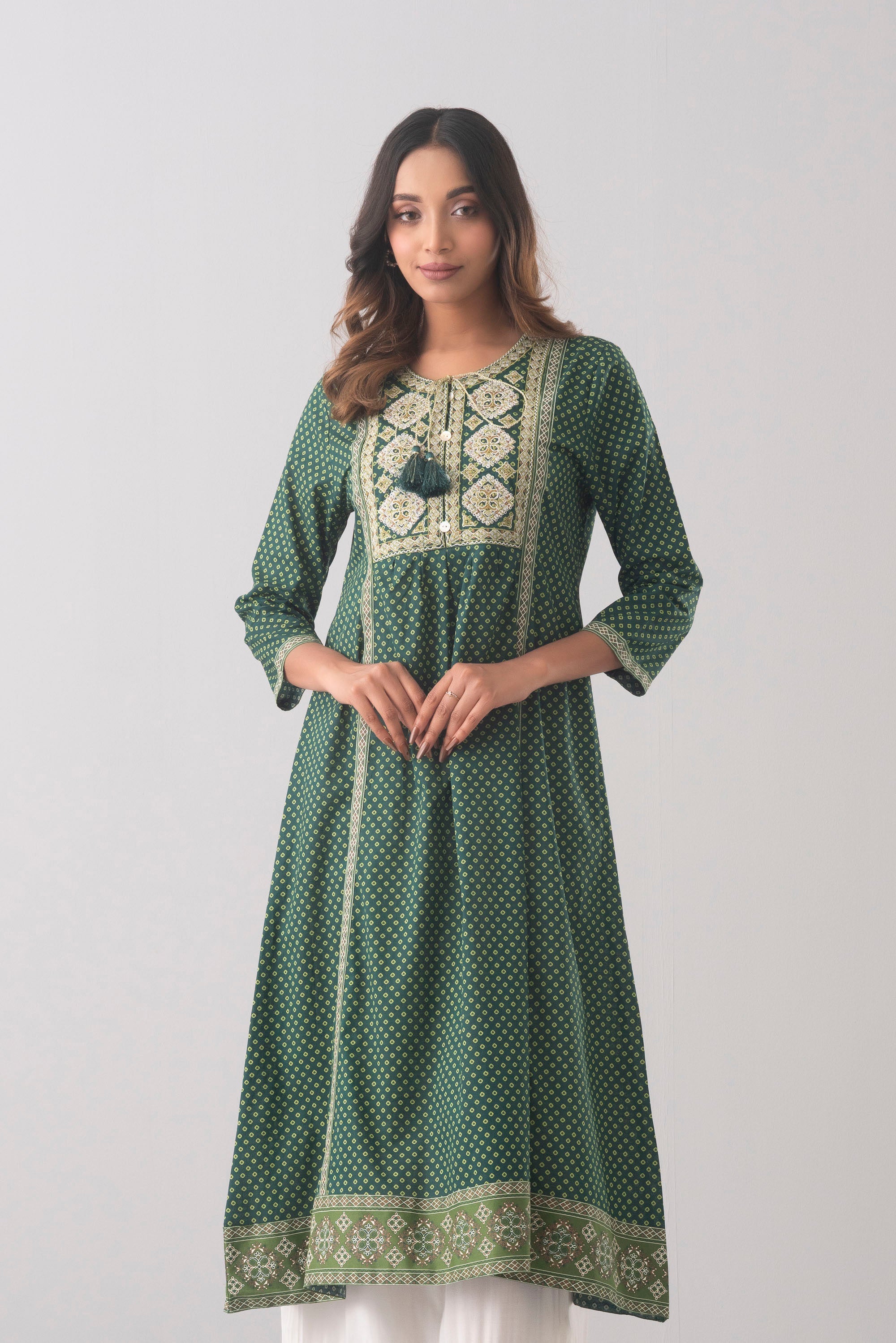 Smart Fit Printed One-Piece Ethnic Kurta