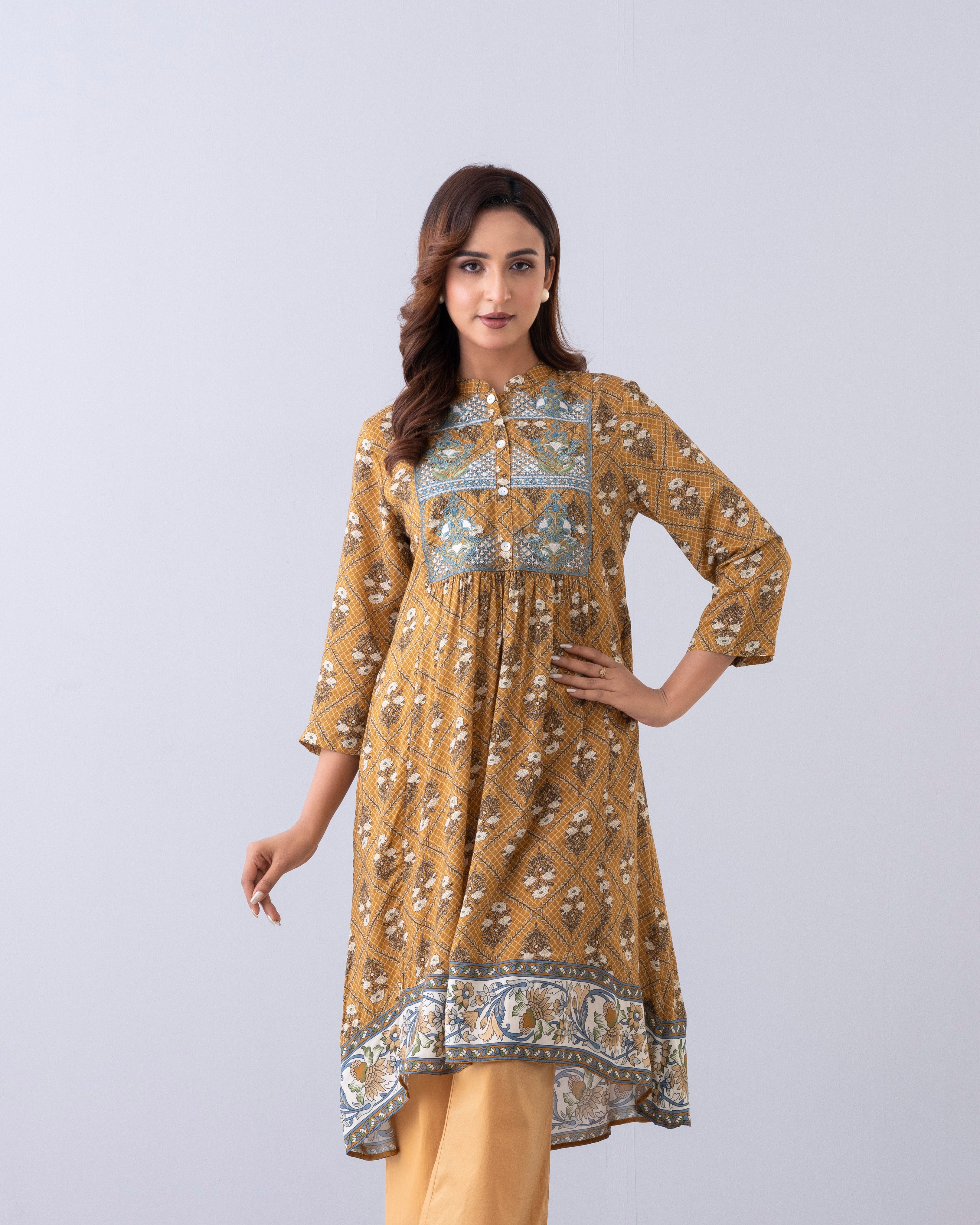 Smart Fit Embroidered One-Piece Ethnic Kurta