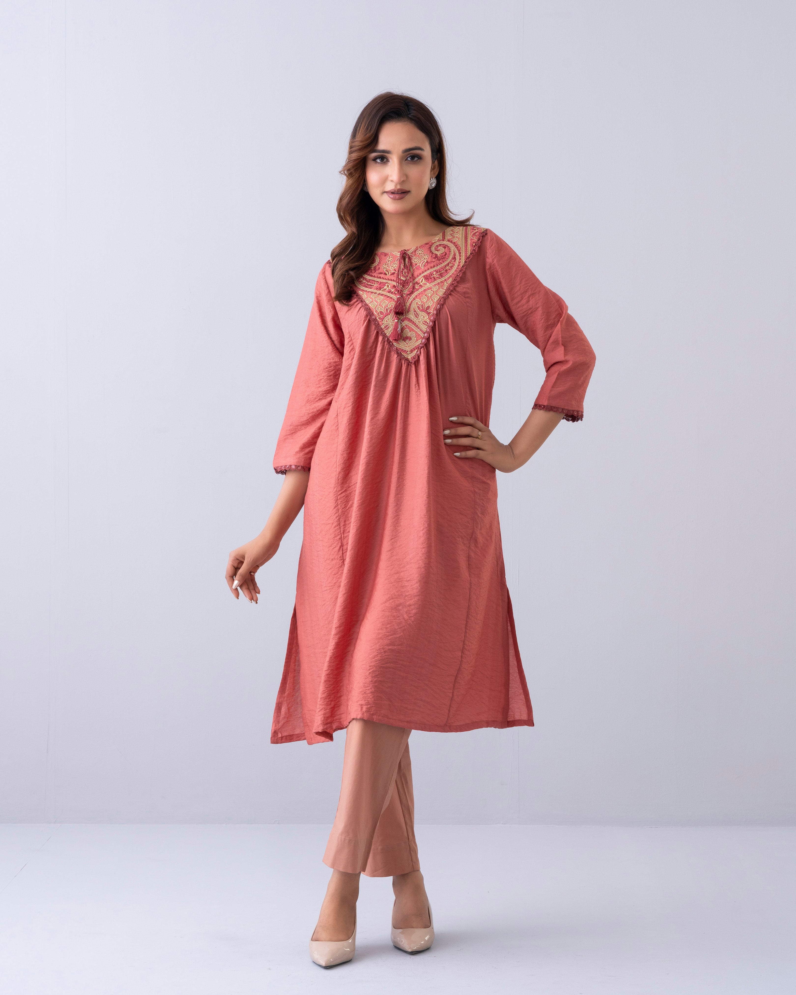 Smart Fit Embroidered One-Piece Ethnic Kurta