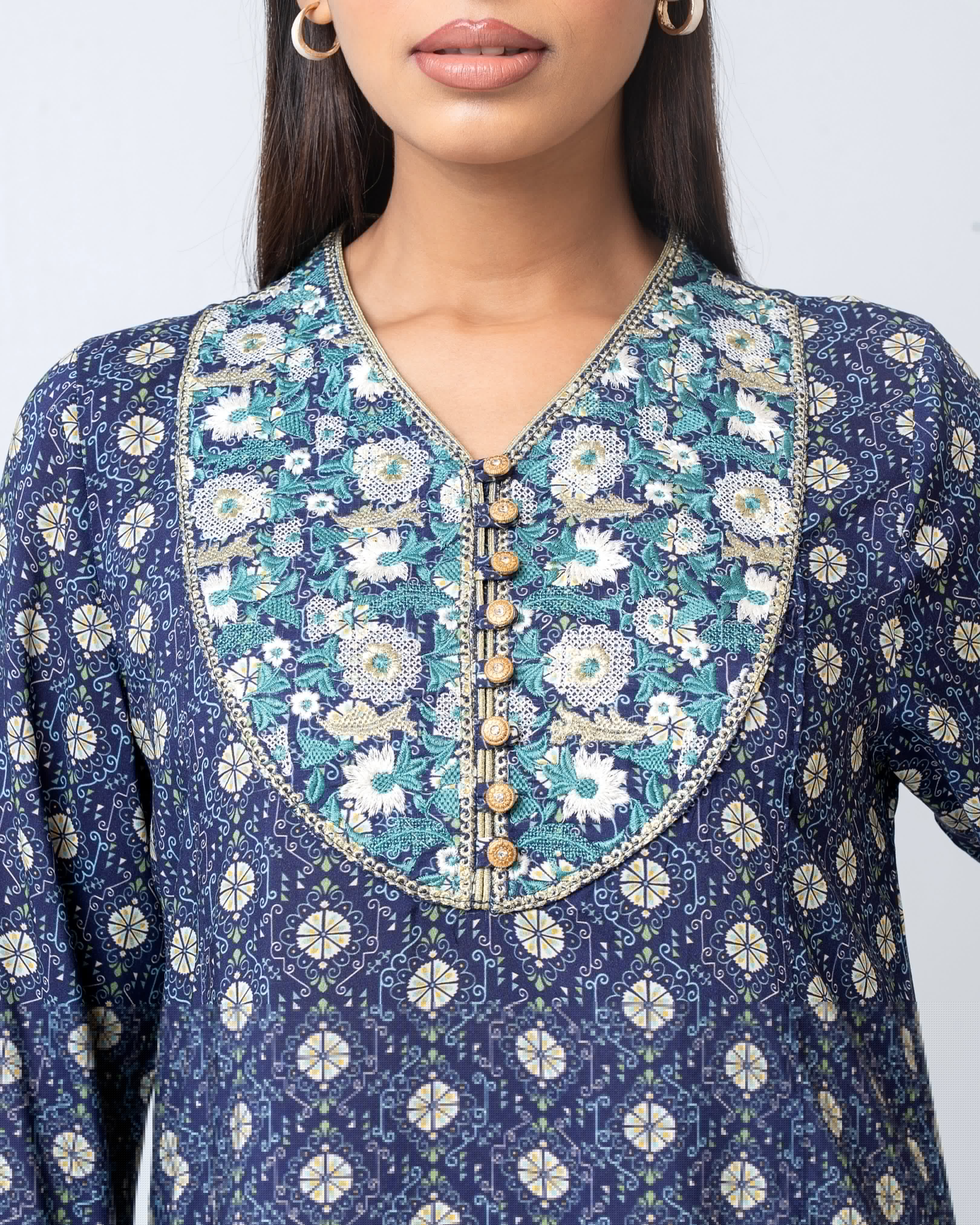Smart Fit Embroidered One-Piece Ethnic Kurta