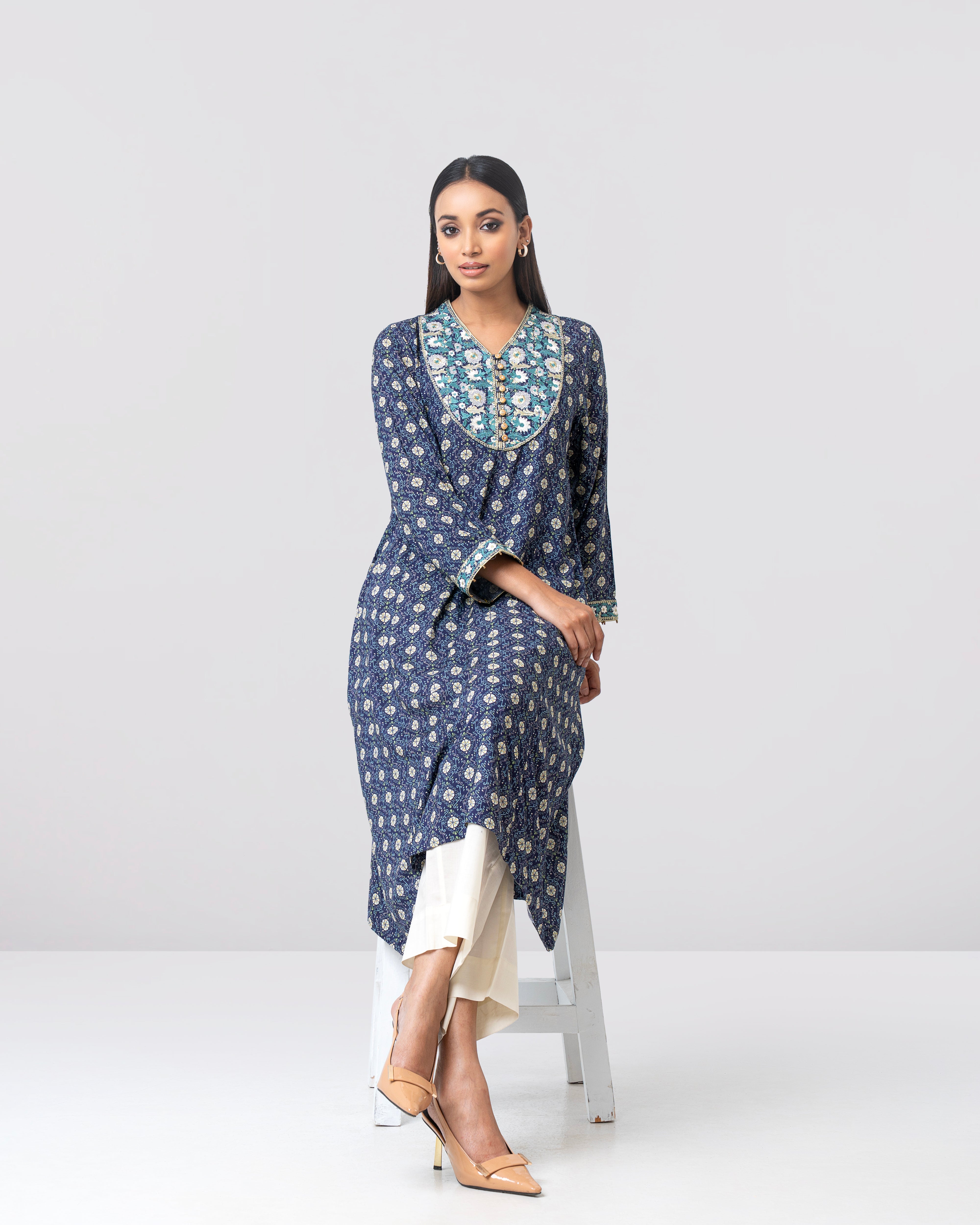 Smart Fit Embroidered One-Piece Ethnic Kurta
