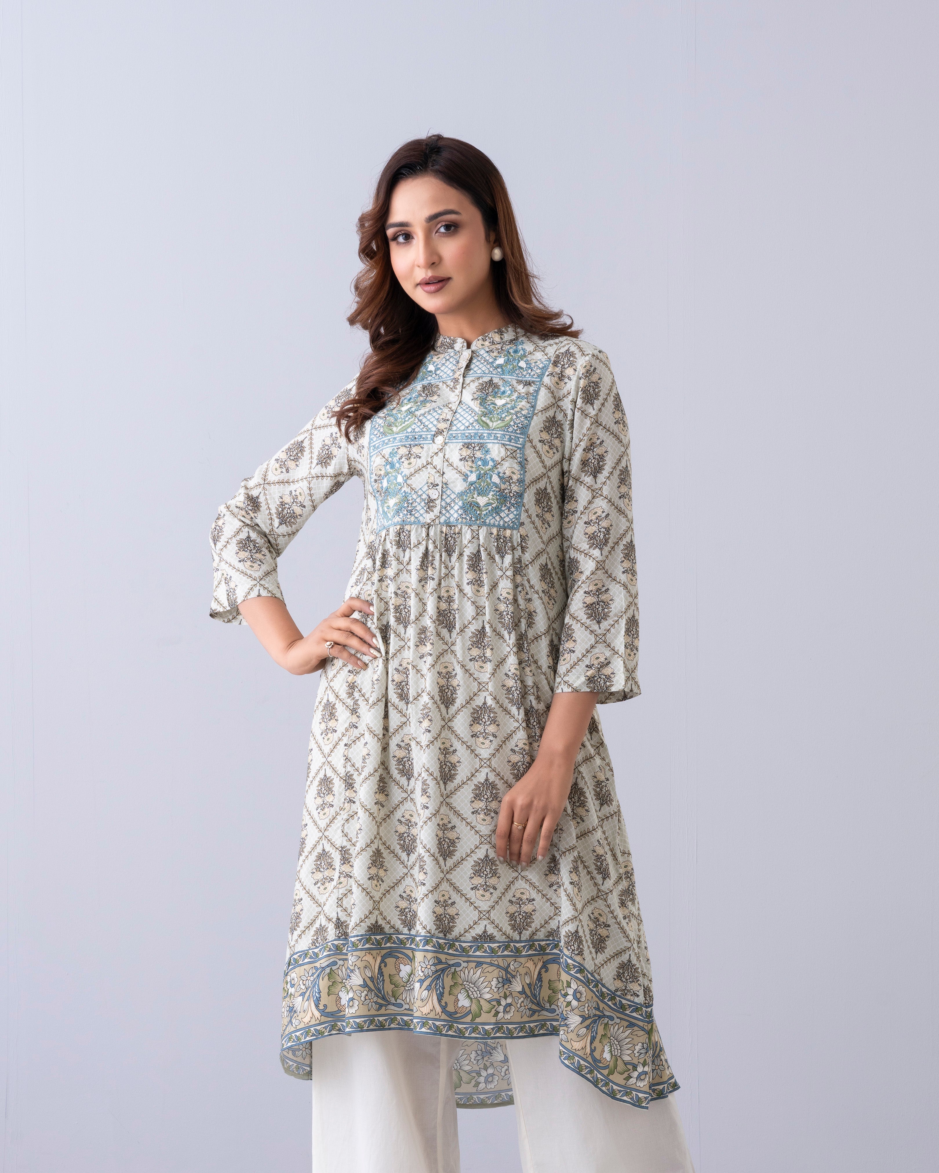 Smart Fit Embroidered One-Piece Ethnic Kurta