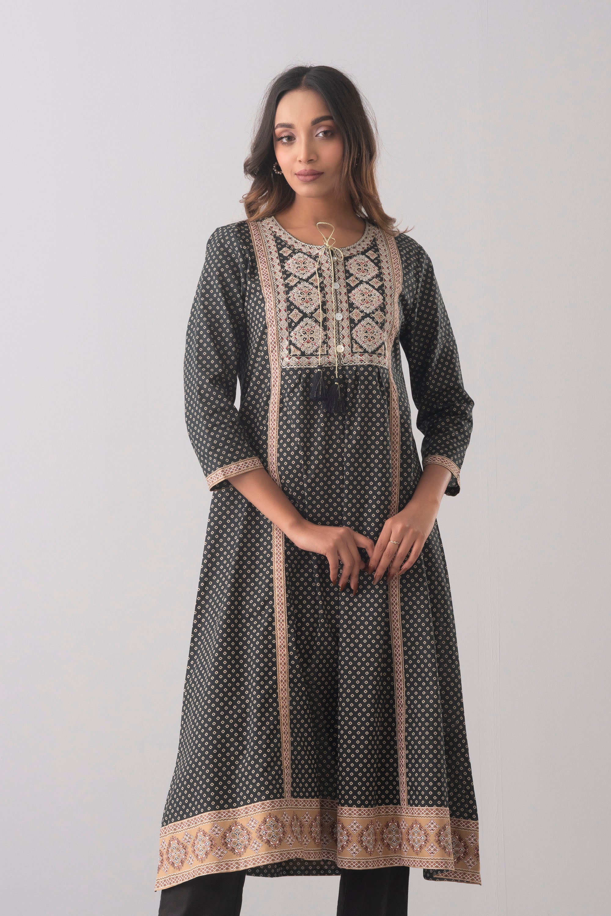 Smart Fit Printed One-Piece Ethnic Kurta