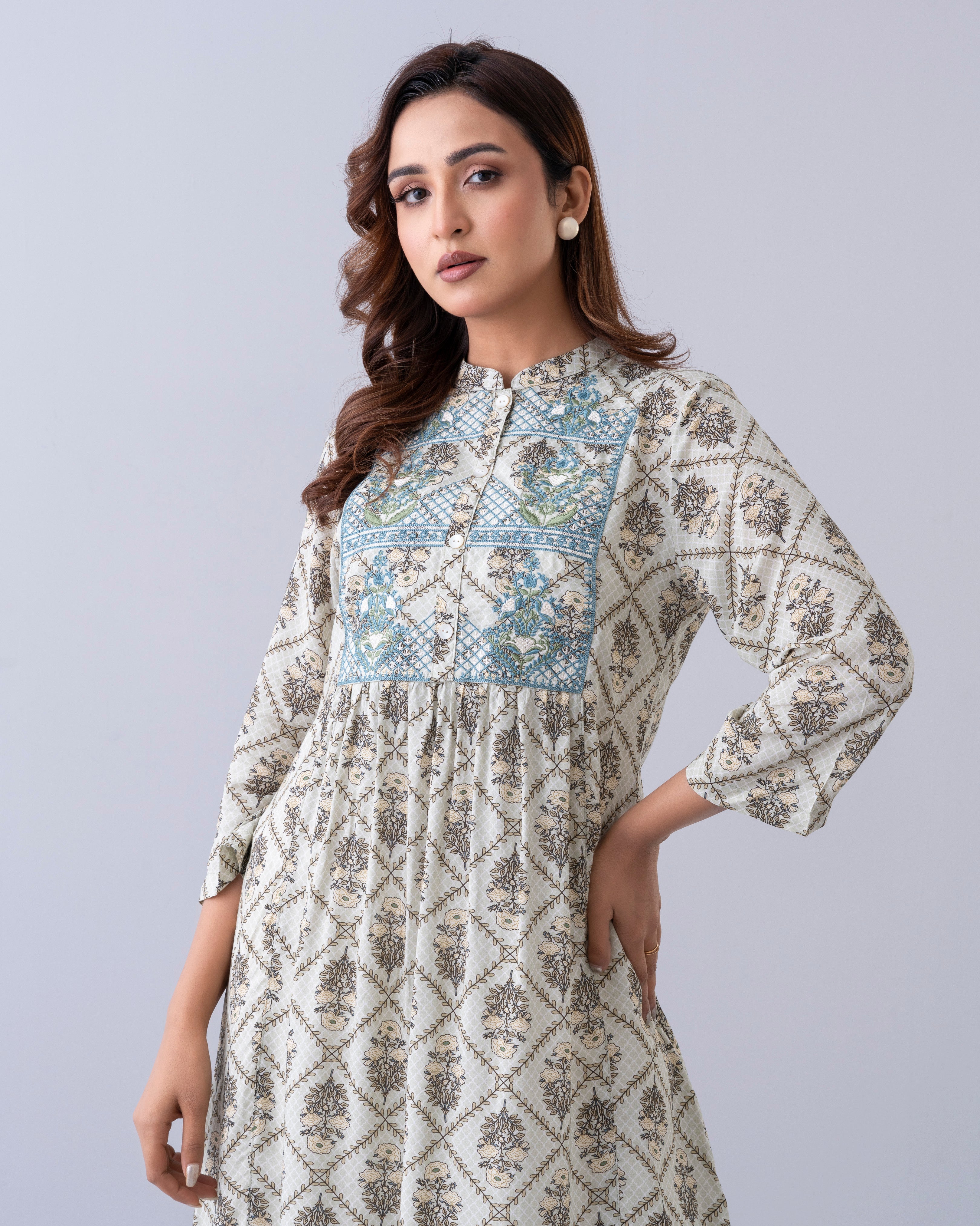 Smart Fit Embroidered One-Piece Ethnic Kurta