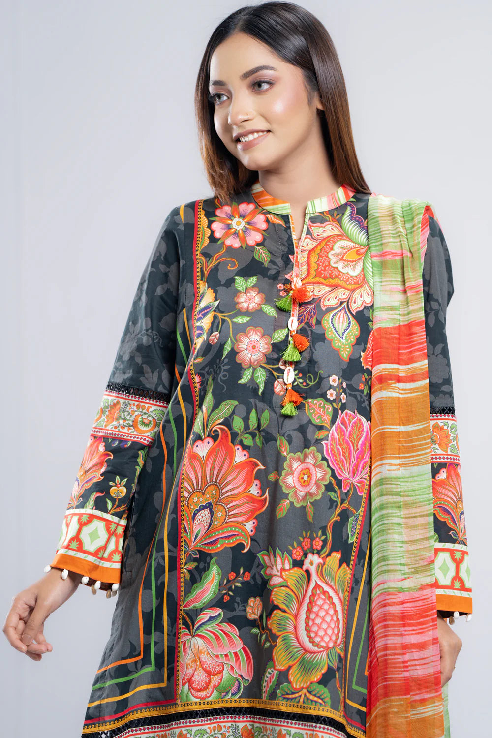 Ready-to-Wear Three Piece Lawn with Chiffon Dupatta