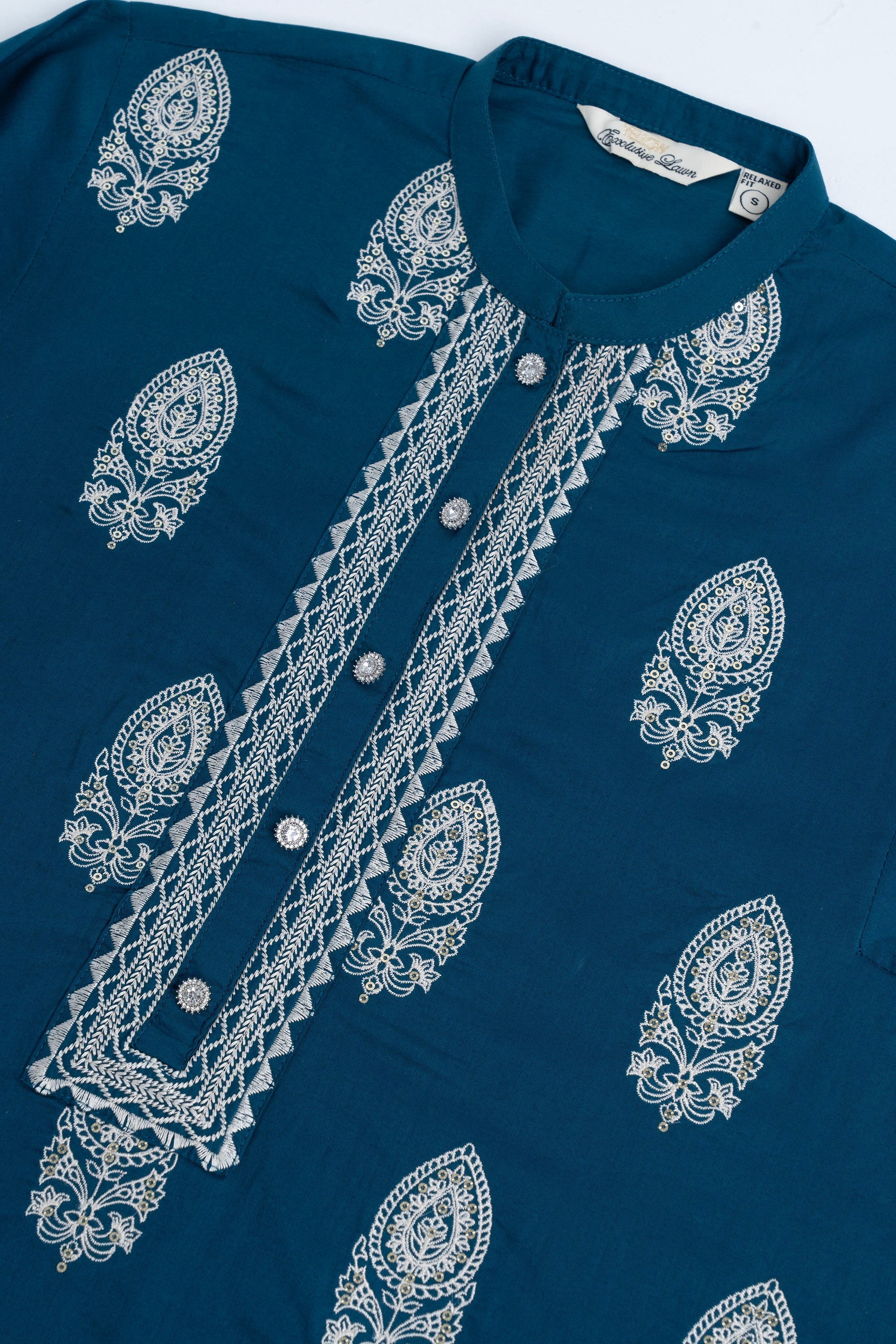 Relaxed Fit Embroidered Three-Piece Lawn