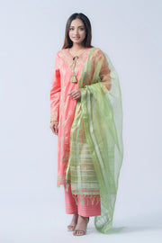 Smart Fit Three-Piece Formal Lawn with Muslin Dupatta