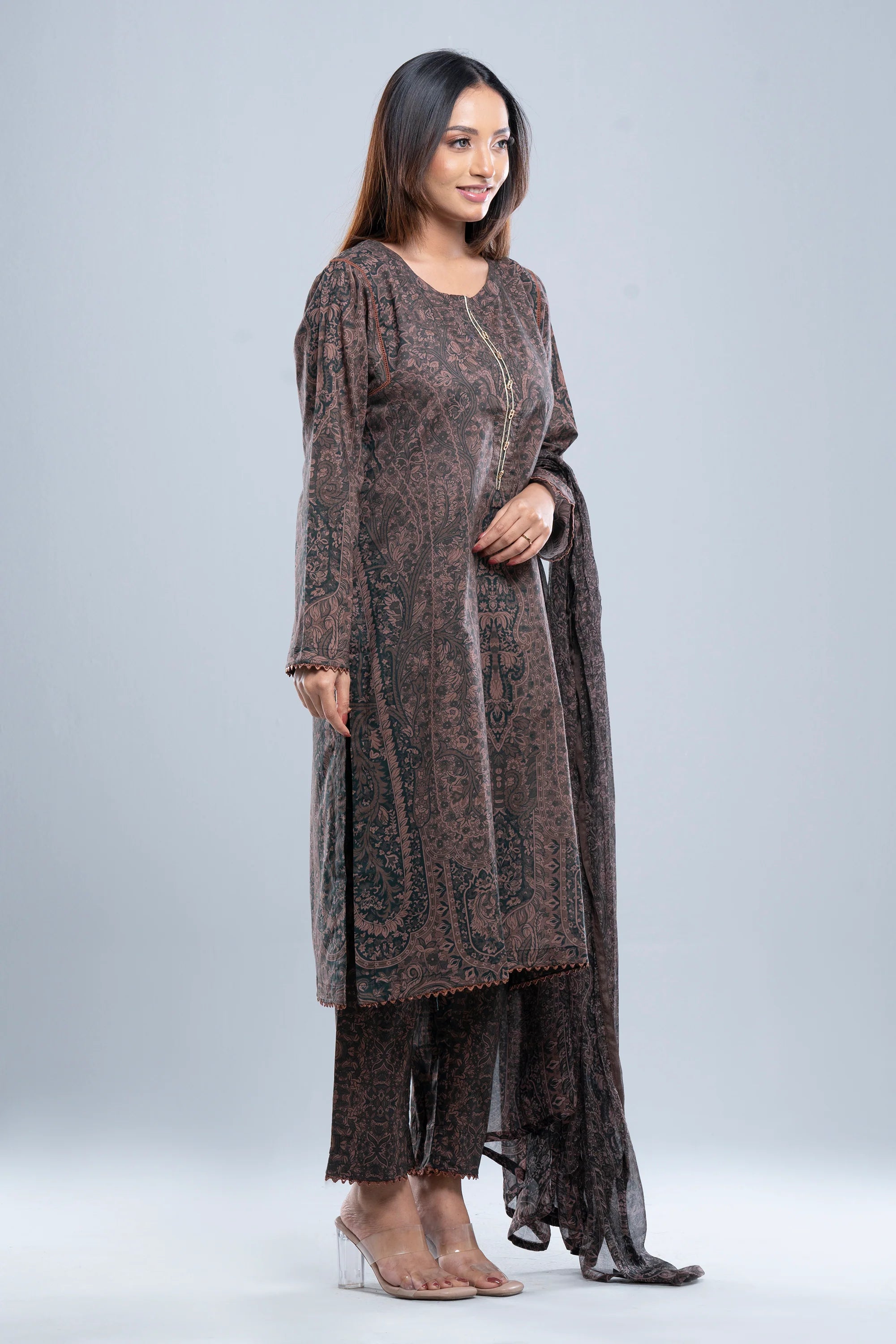 Relaxed Fit Digital Printed Three-Piece Lawn