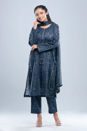 Relaxed Fit Digital Printed Three-Piece Lawn