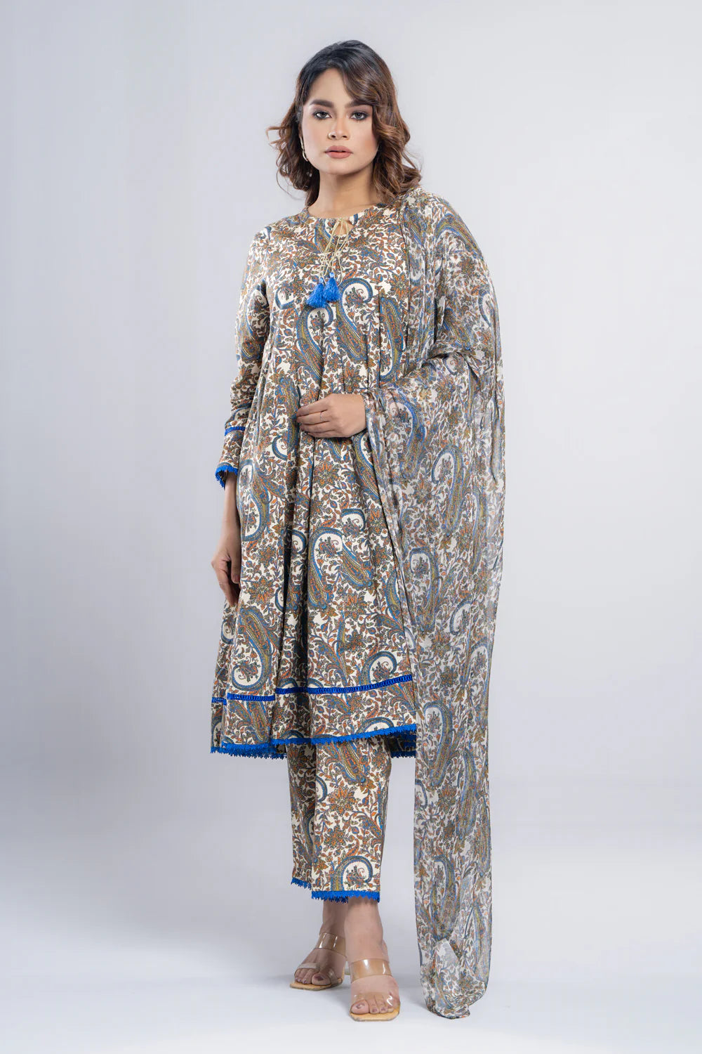 Ready-to-Wear Three Piece Lawn with Chiffon Dupatta