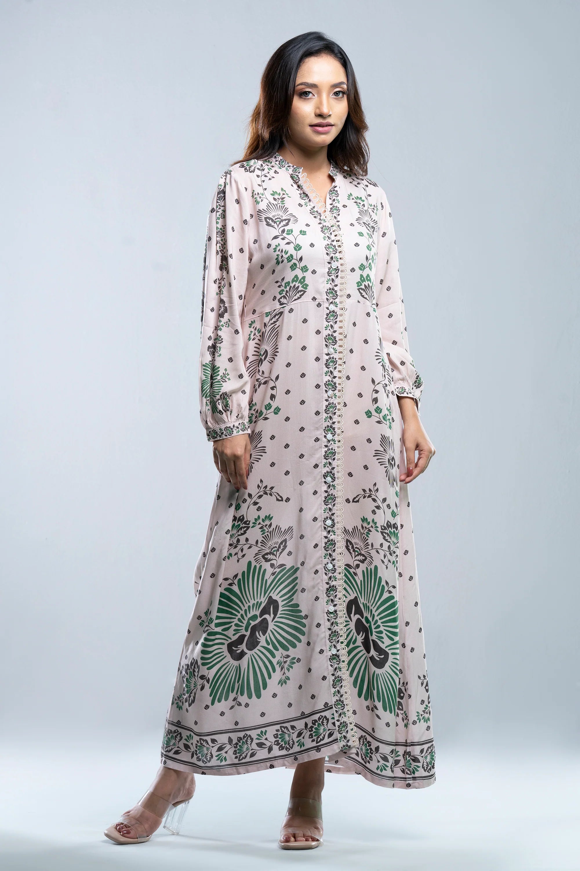 Floral Printed Long Dress - Mystika