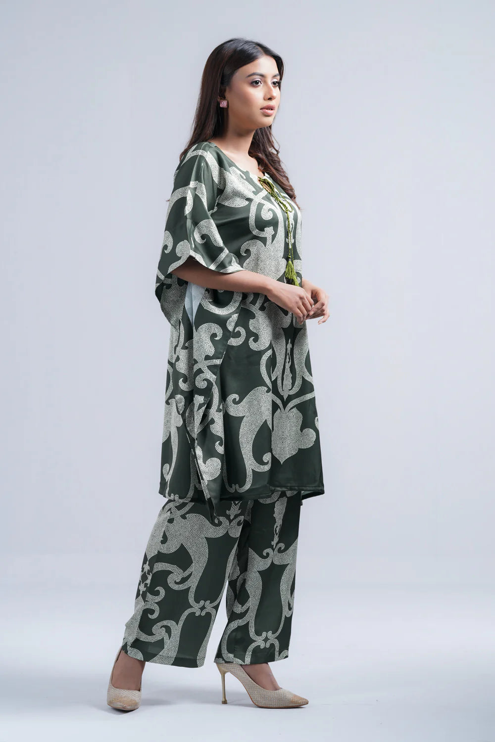 Relaxed Fit Printed Two-Piece Semi-Formal Ethnic Kaftan Set