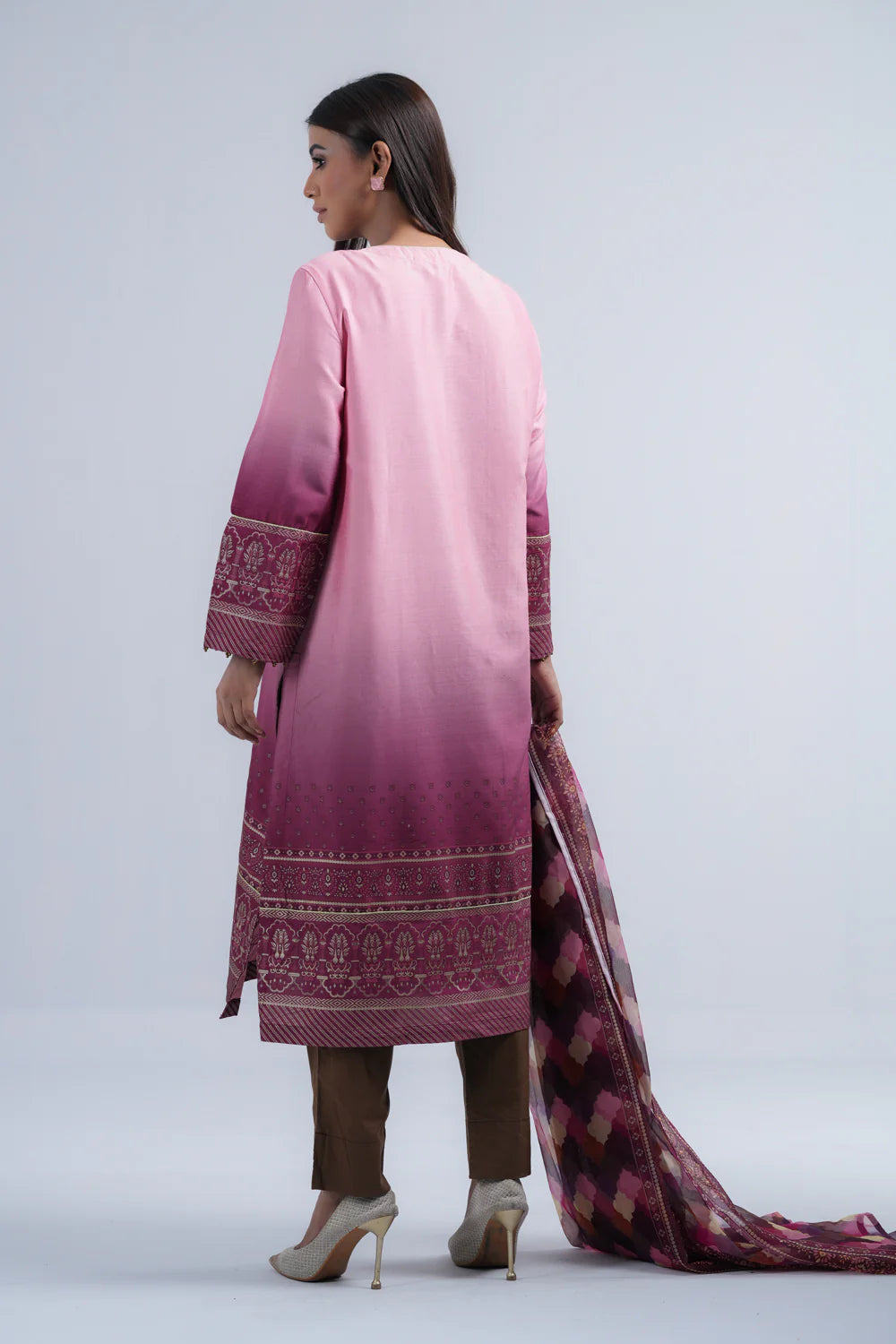 Smart Fit Heavy Embellished Two-Piece Formal Ethnic Set with Organza Dupatta