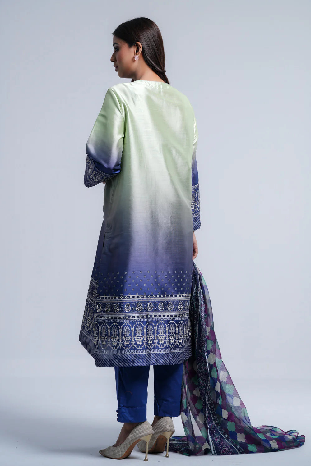 Smart Fit Heavy Embellished Two-Piece Formal Ethnic Set with Organza Dupatta