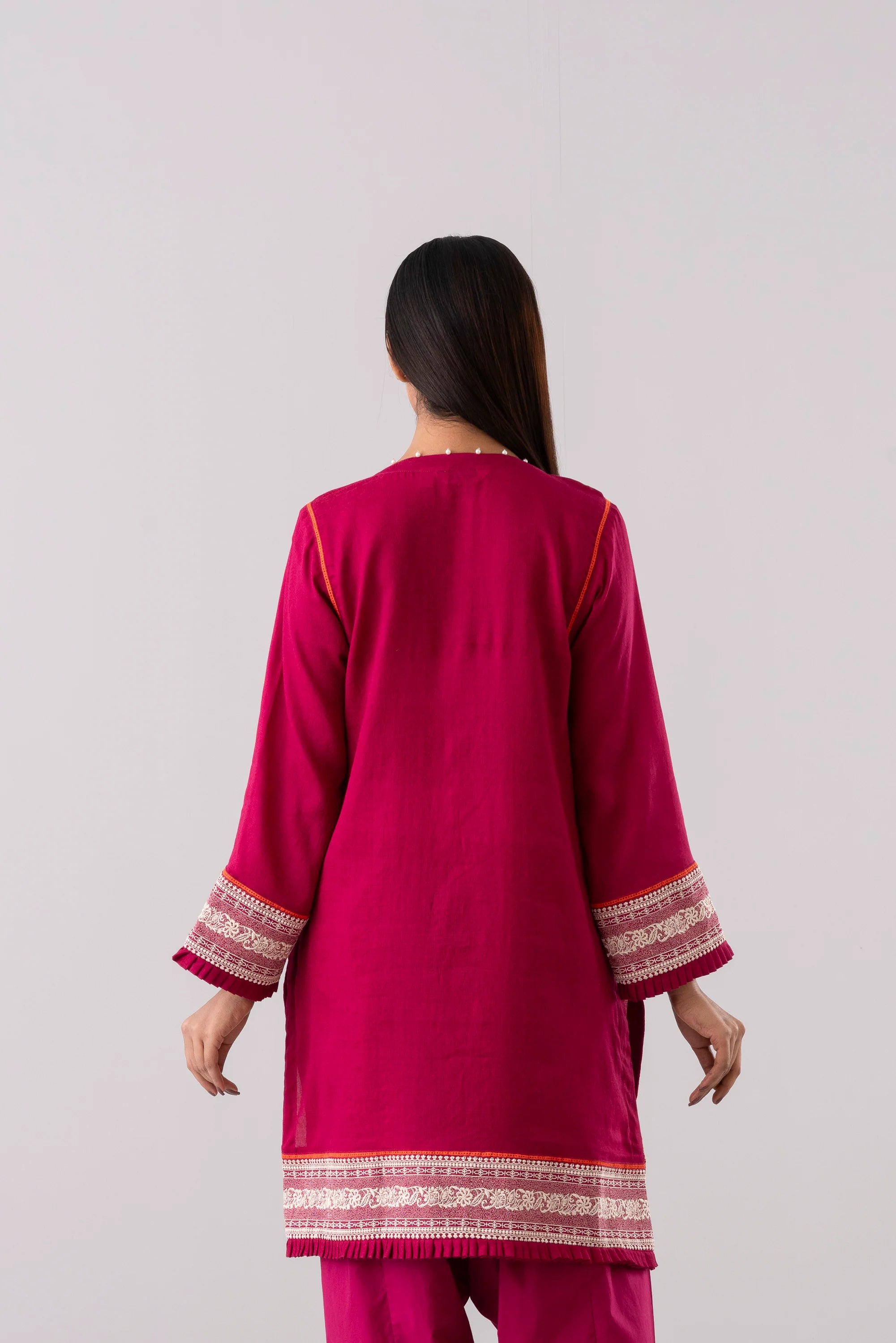Relaxed Fit Embroidered Three-Piece Lawn with Silk Dupatta
