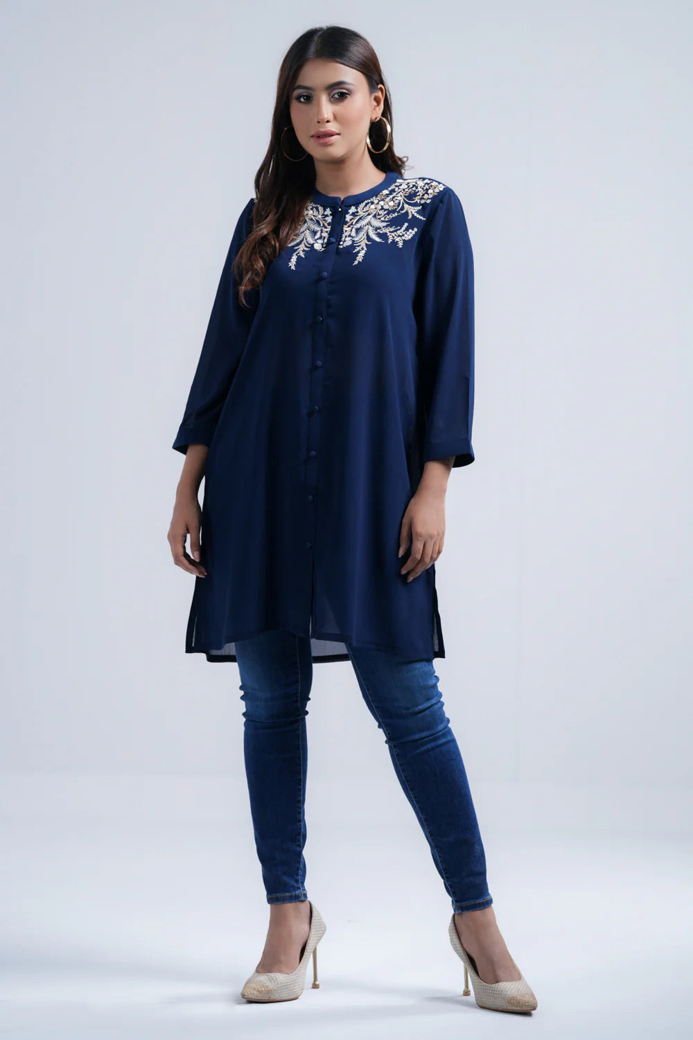 Smart Fit Embroidered Georgette Ethnic Kurti
