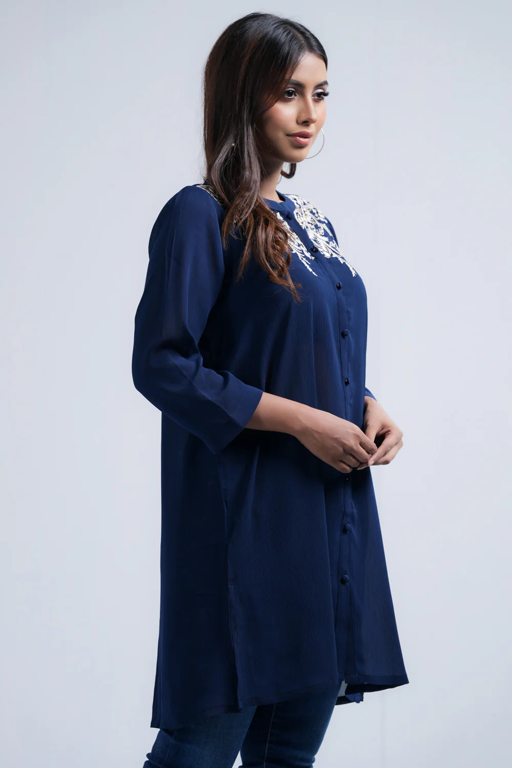 Smart Fit Embroidered Georgette Ethnic Kurti