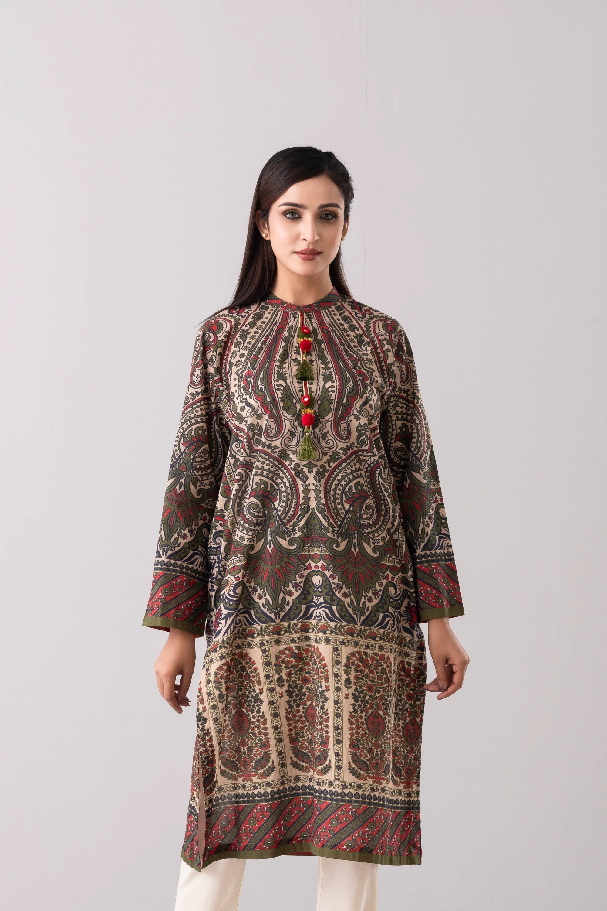 Relaxed Fit Embellished Lawn Kurta