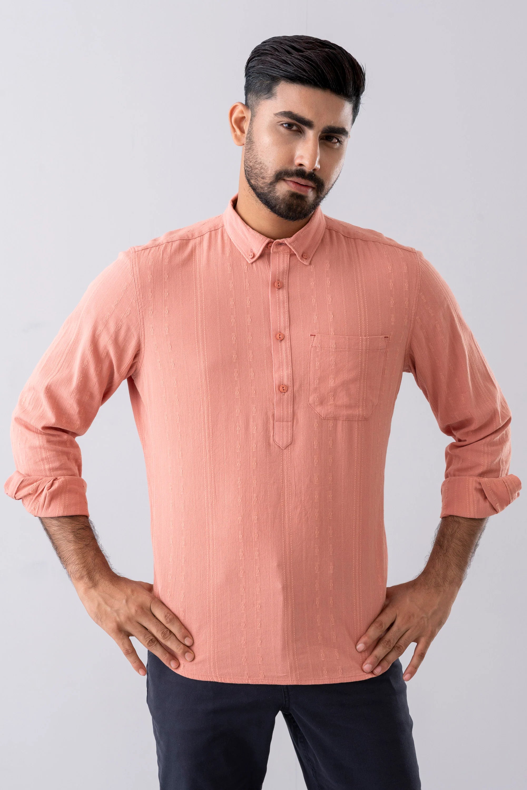 Slim Fit Textured Casual Shirt