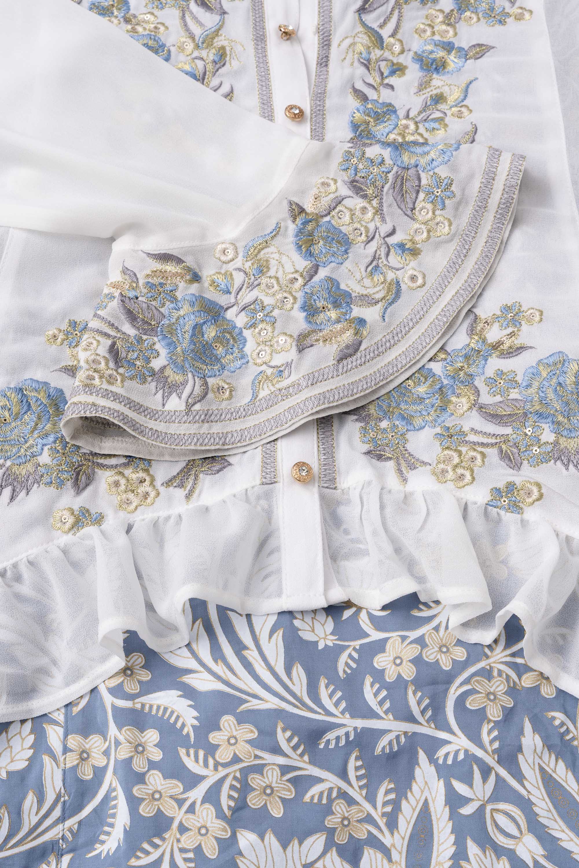 Smart Fit Embroidered Three-Piece Ethnic Set