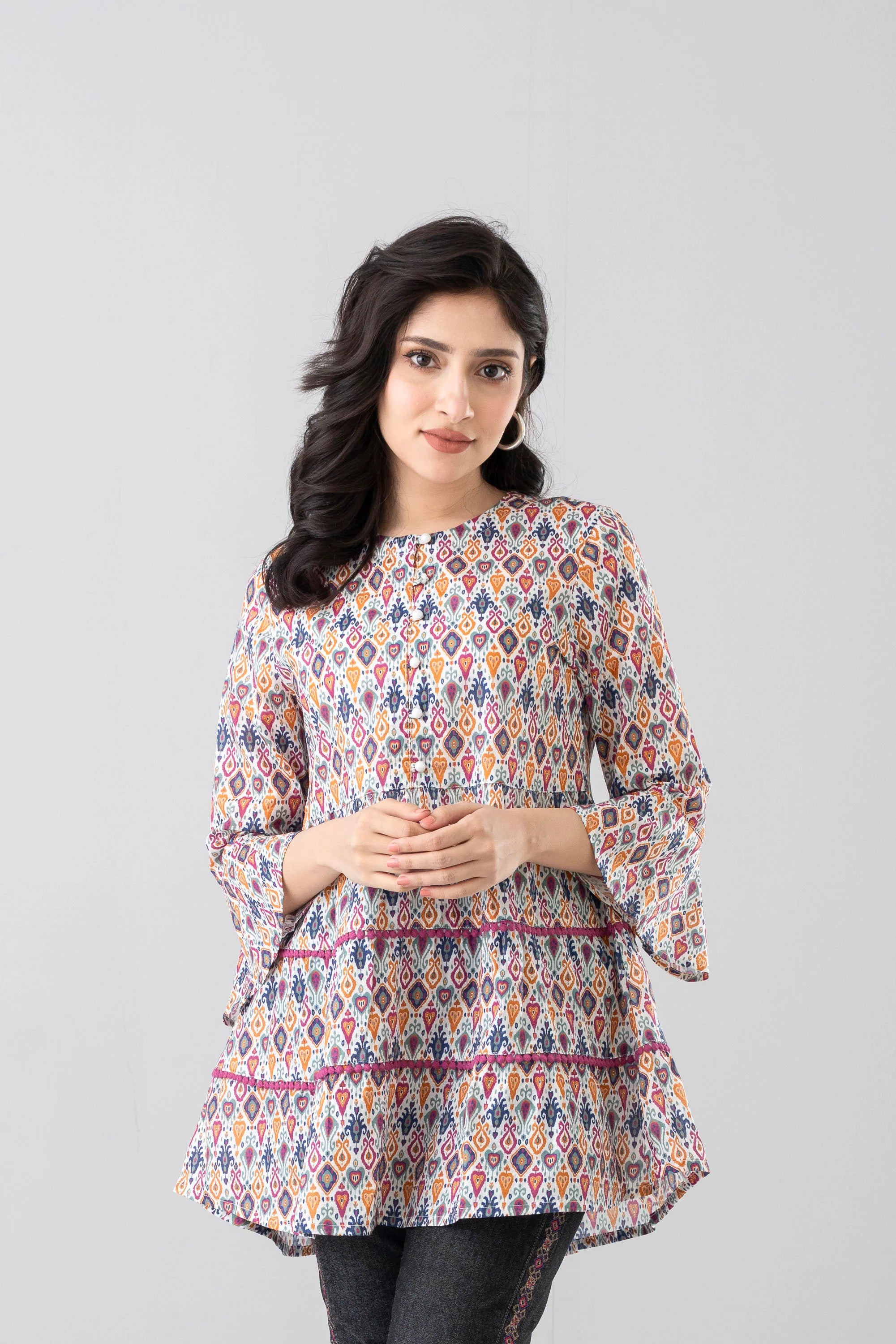 Ikat Digital Printed Fashion Top - Mystika