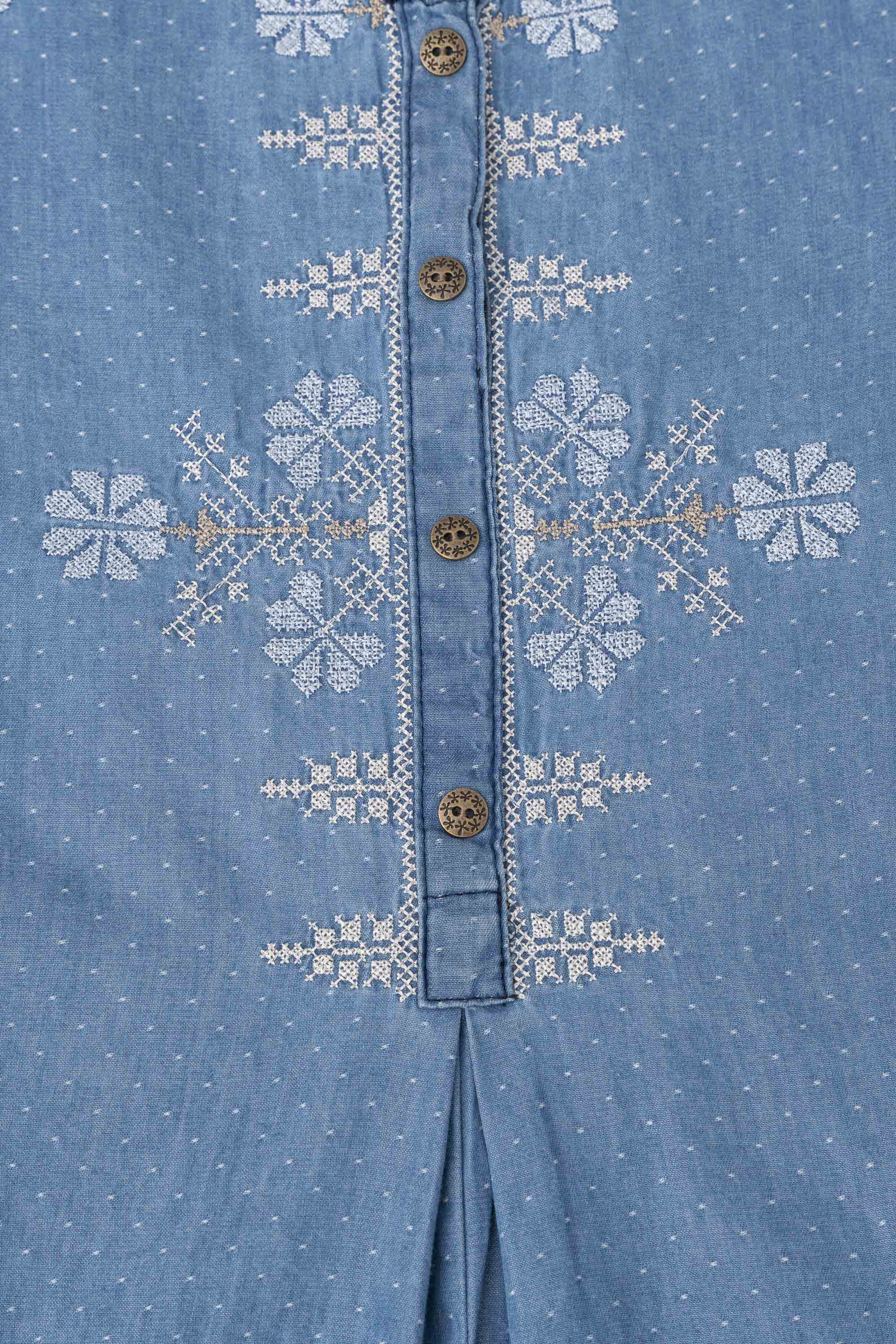 Smart Fit Embroidered Denim Ethnic Kurti