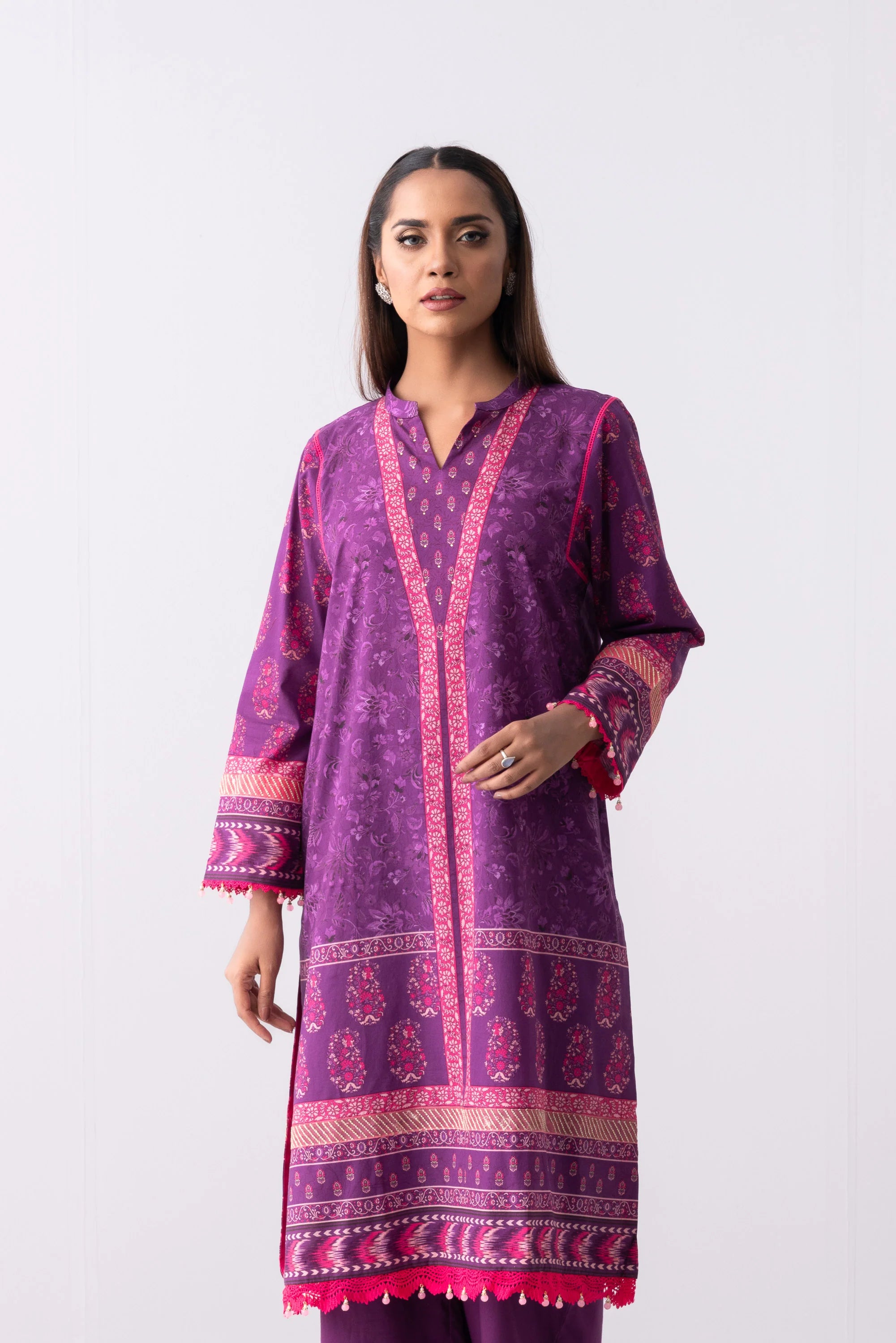 Long-Length Printed Relaxed Fit Lawn with Chiffon Dupatta