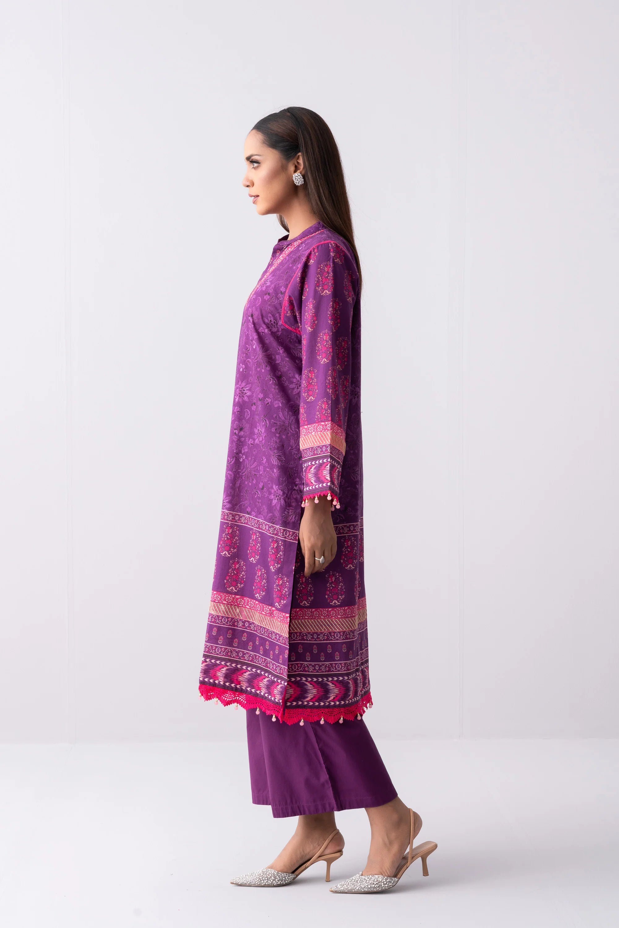 Long-Length Printed Relaxed Fit Lawn with Chiffon Dupatta
