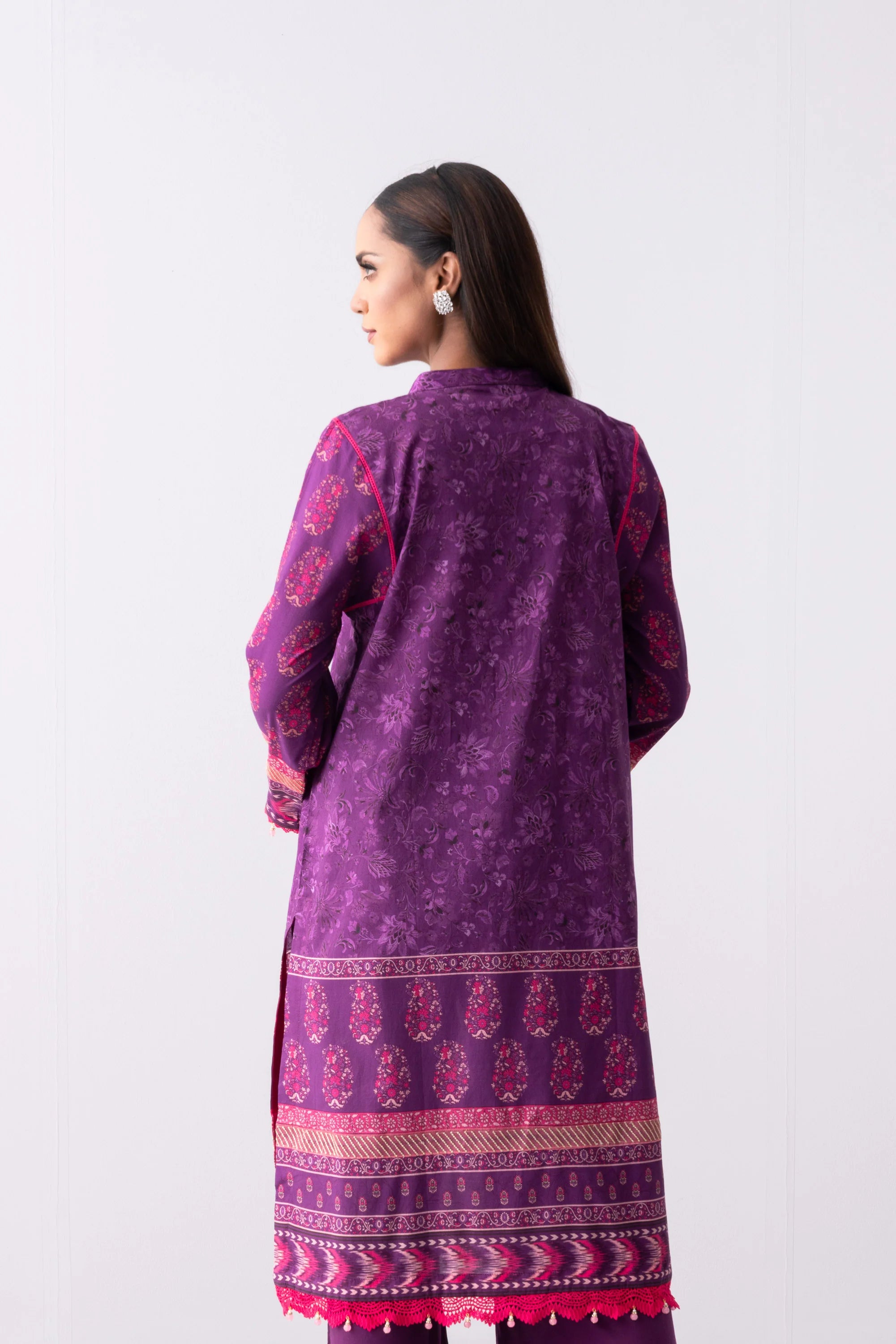 Long-Length Printed Relaxed Fit Lawn with Chiffon Dupatta