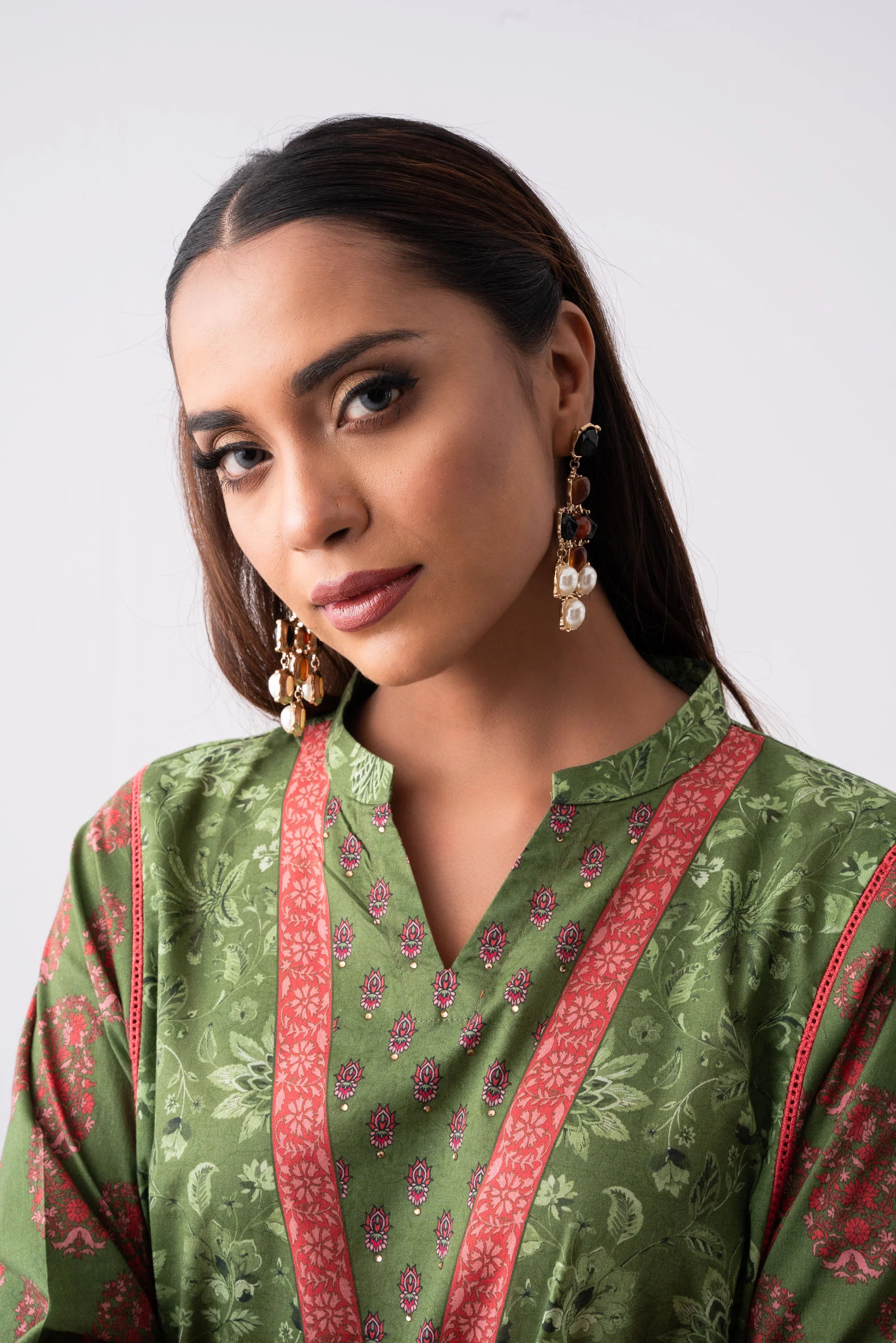 Long-Length Printed Relaxed Fit Lawn with Chiffon Dupatta