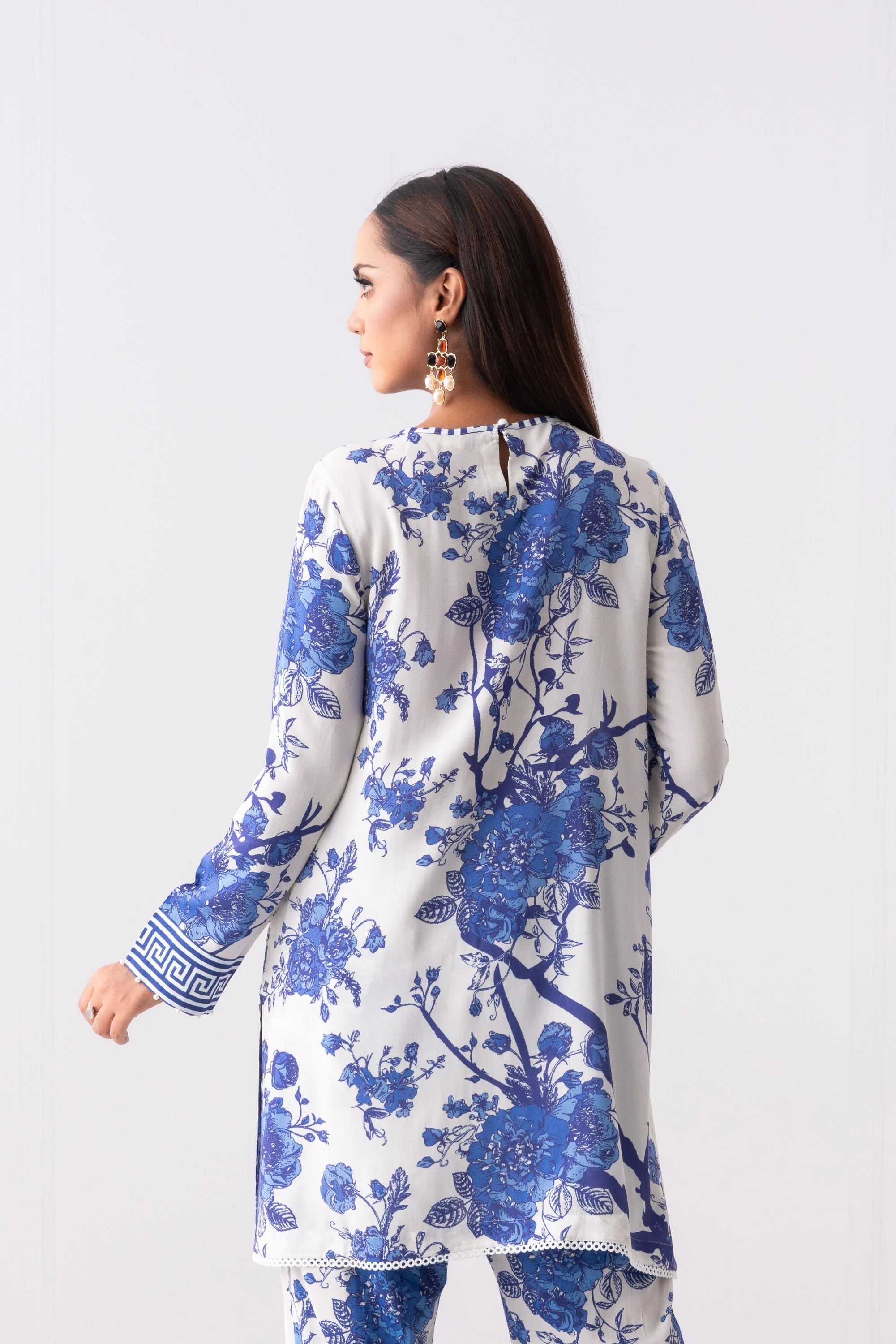 Short-Length Smart Fit Printed Two-Piece Viscose Ethnic Set