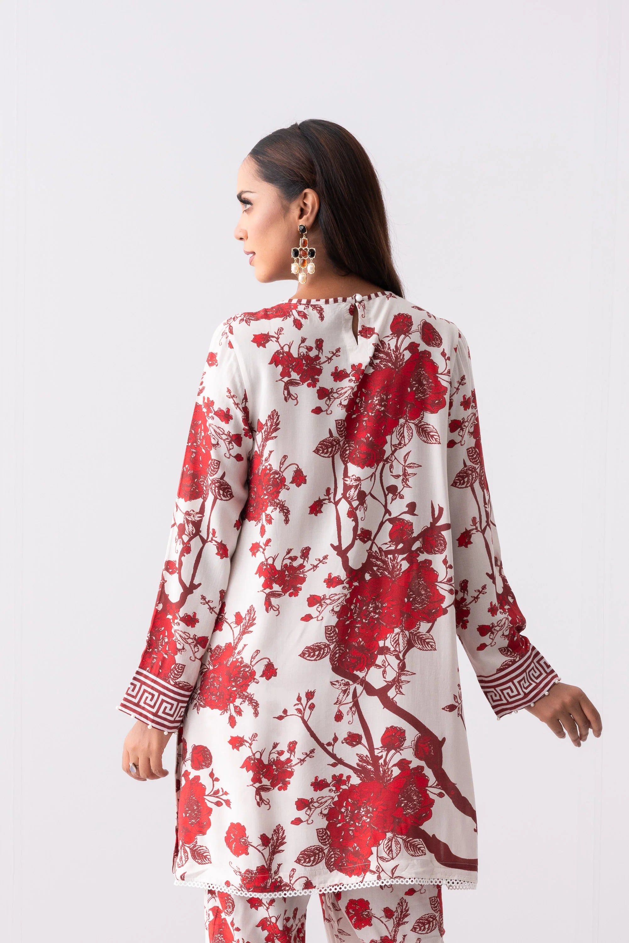 Short-Length Smart Fit Printed Two-Piece Viscose Ethnic Set