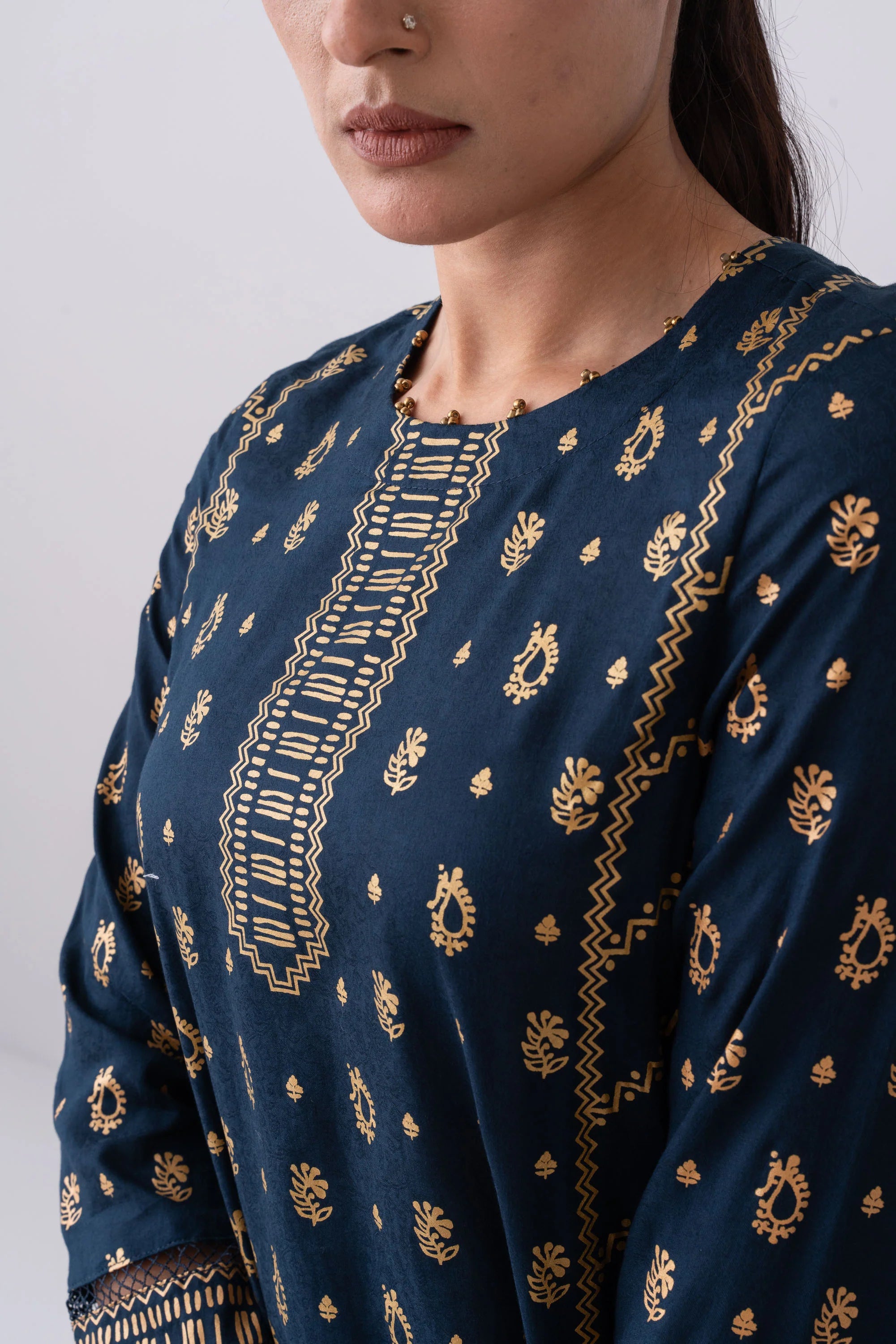 Metallic Printed Two Piece Lawn Salwar Kameez Suit