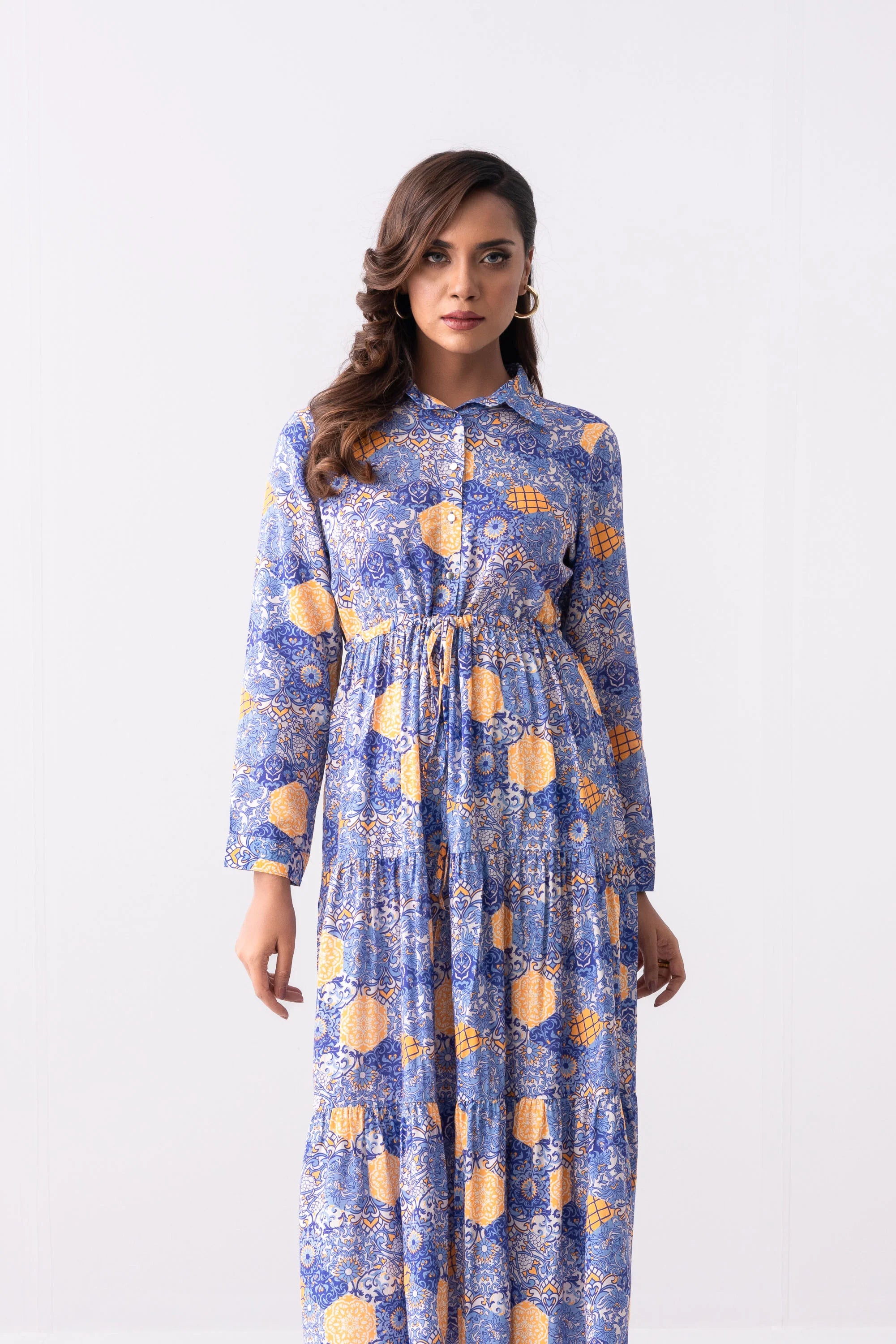 Regular Fit Tiered Long Dress - Mystika