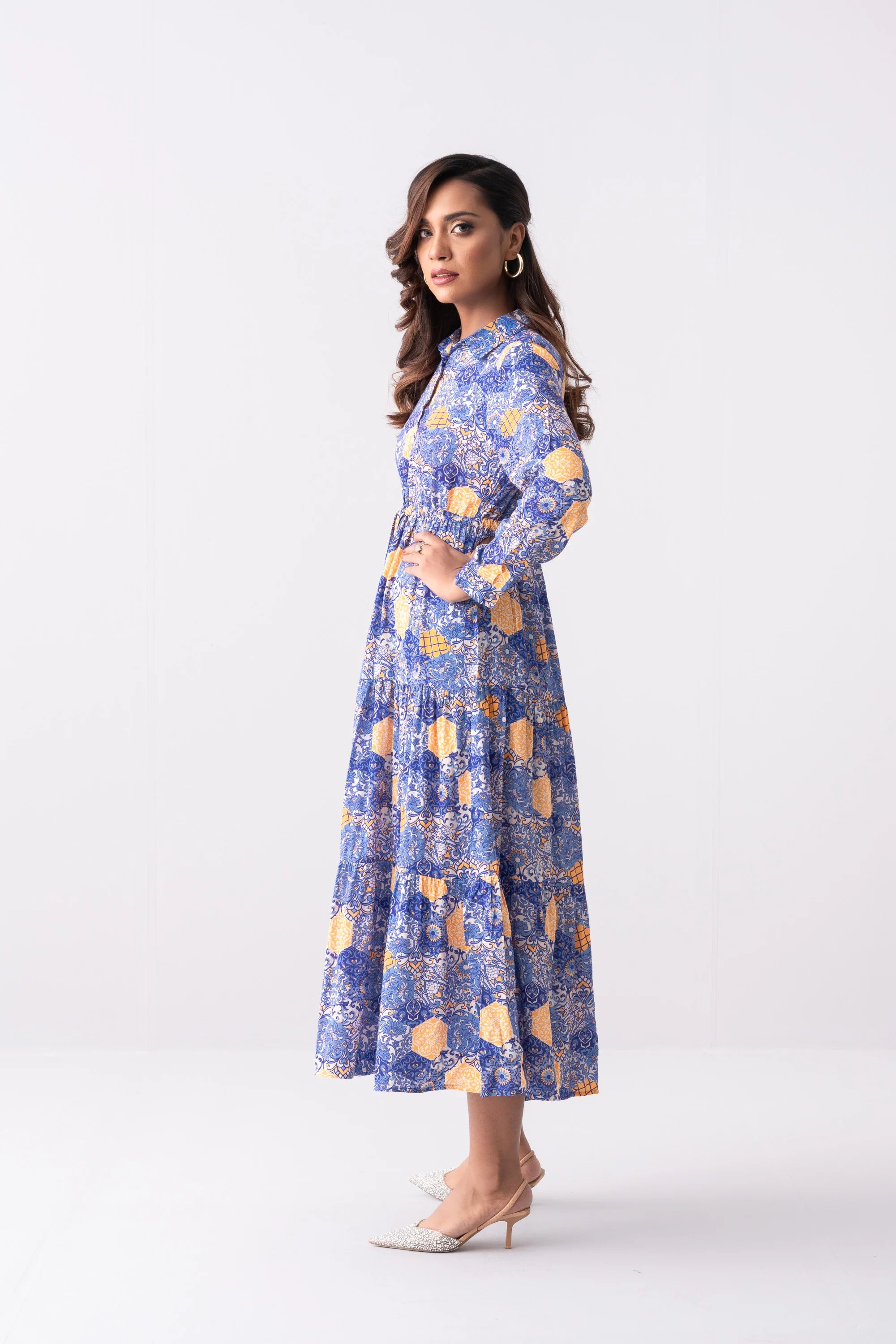 Regular Fit Tiered Long Dress - Mystika