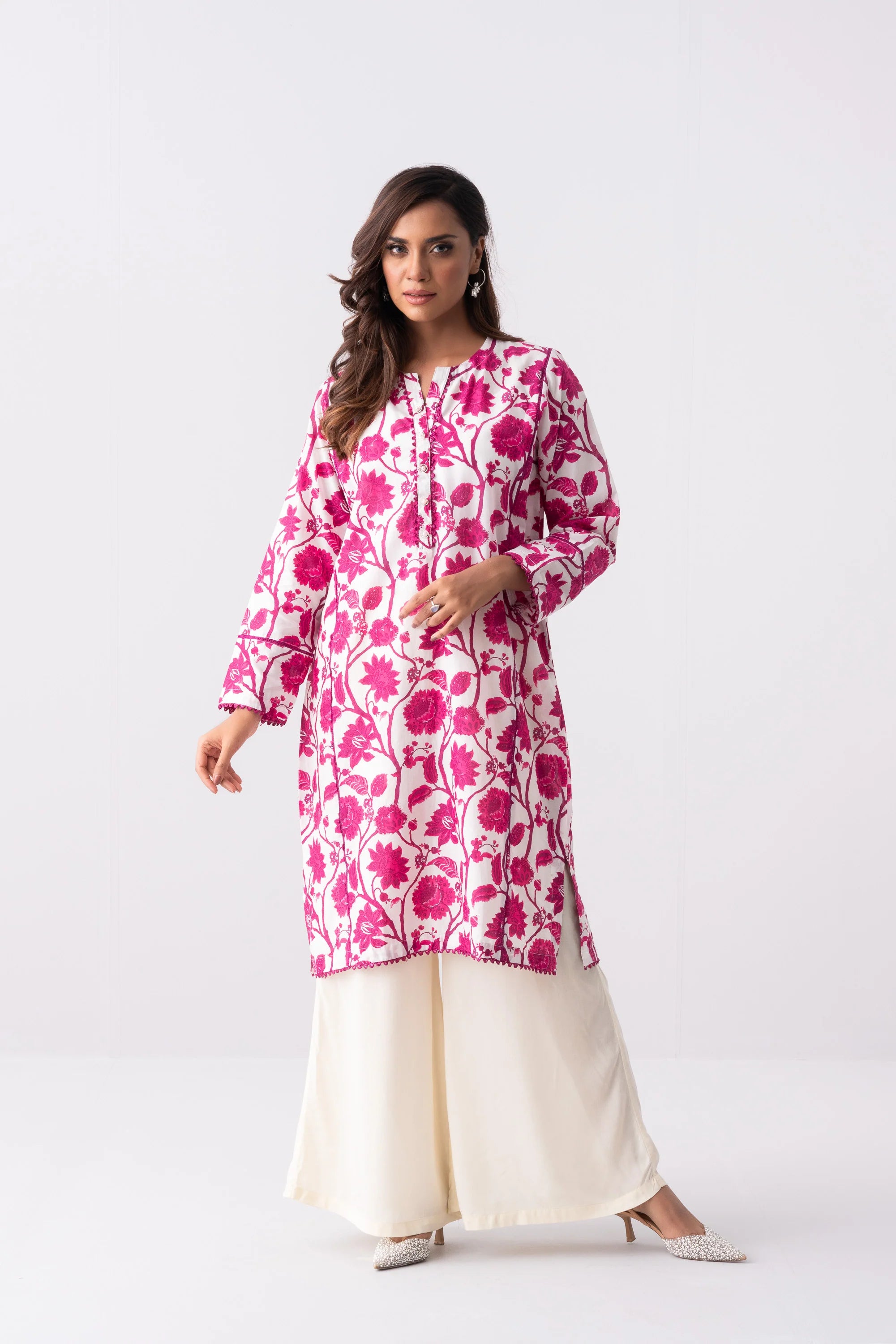 Mid-Length Relaxed Fit Printed Lawn Kurta