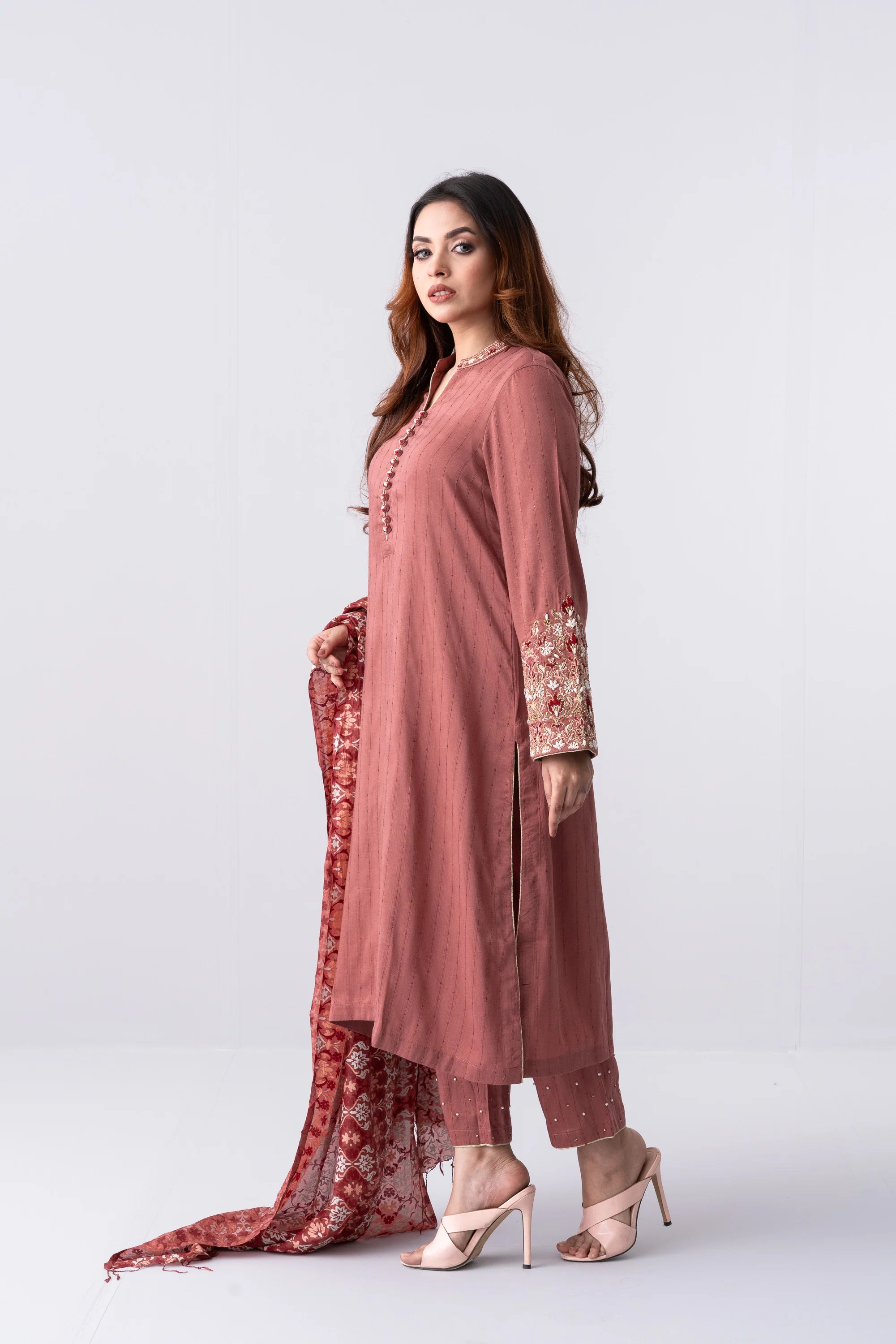 Long-Length Embellished Smart Fit Ethnic Set - Two Piece