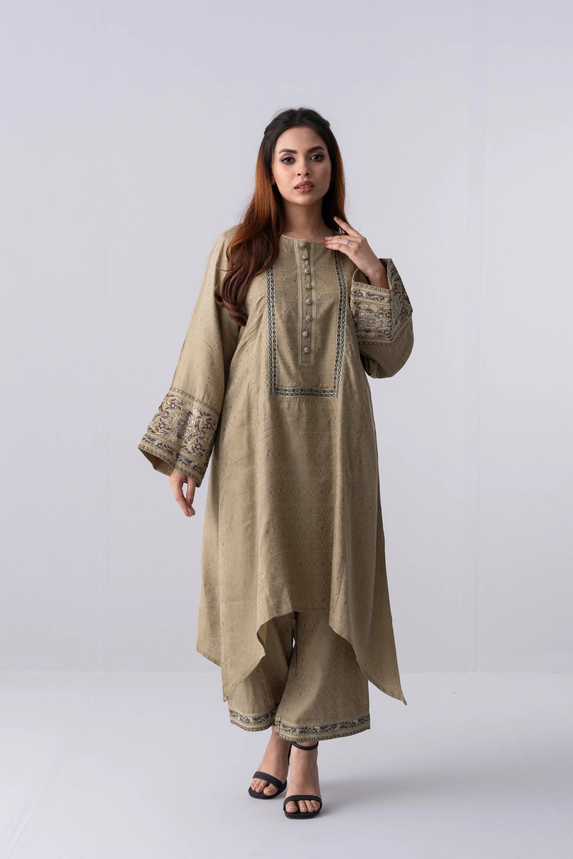 Mid-Length Relaxed Fit Formal Ethnic Set - Two Piece