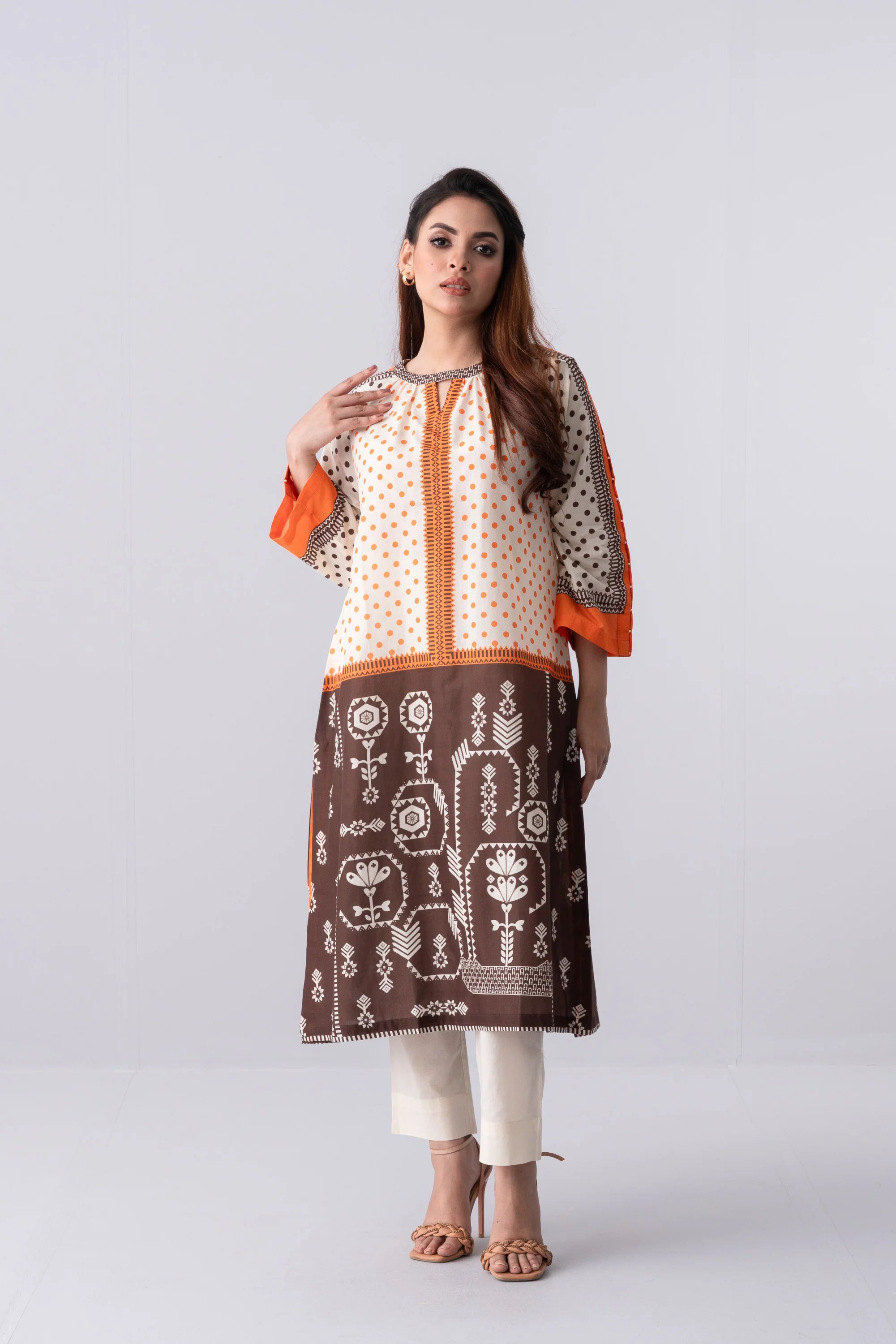 Relaxed Fit Cotton Printed Lawn Kurta