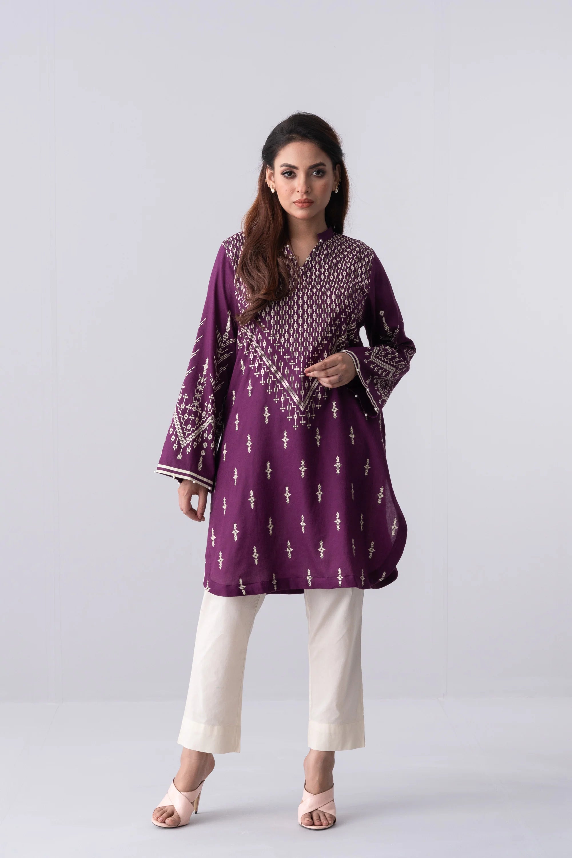 Relaxed Fit Short-Length Lawn Kurta
