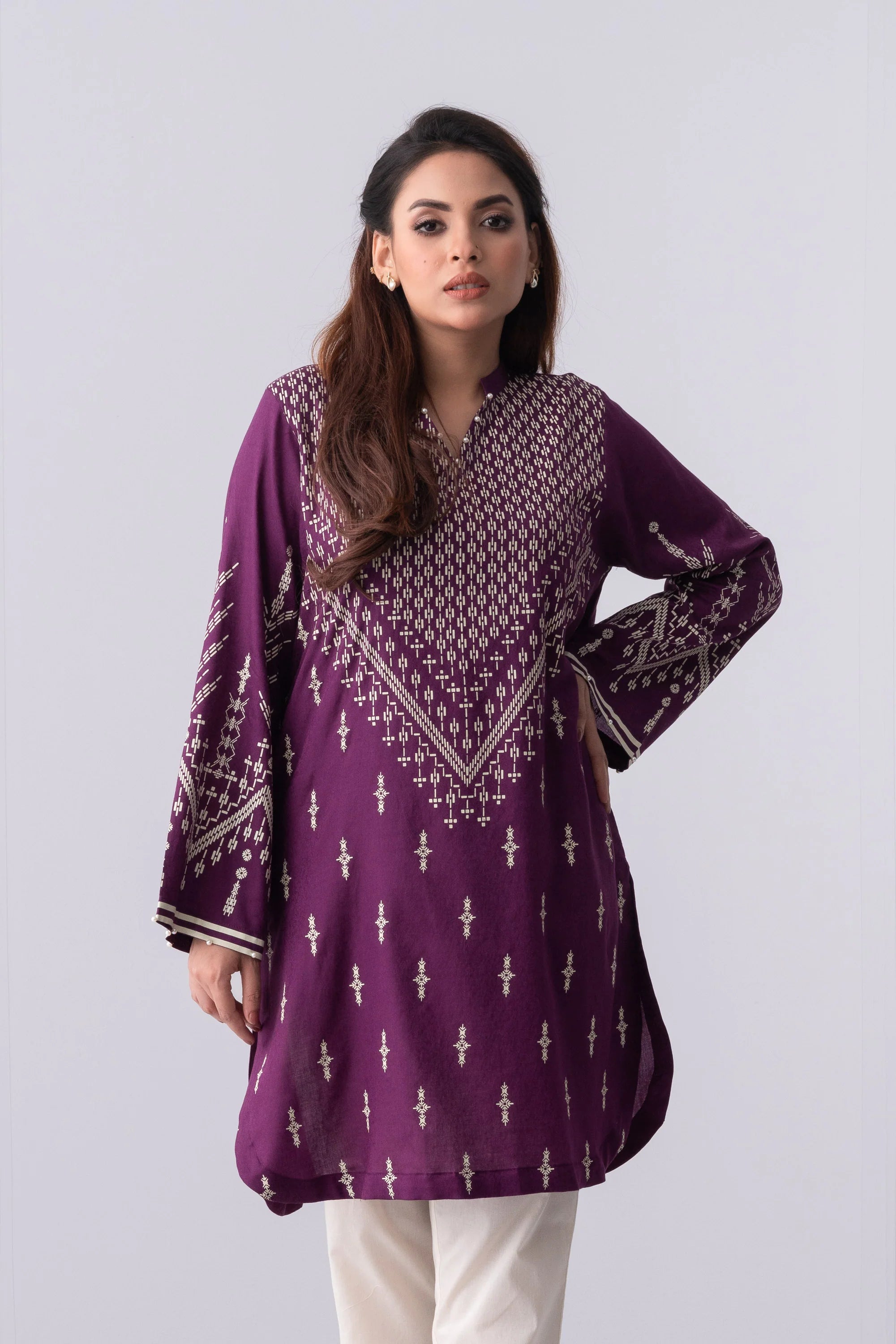 Relaxed Fit Short-Length Lawn Kurta