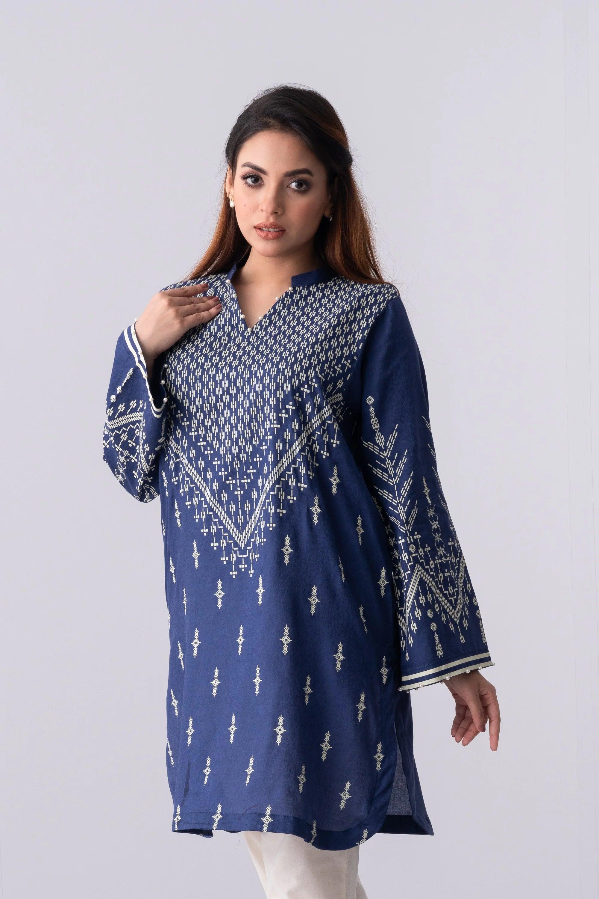 Relaxed Fit Short-Length Lawn Kurta