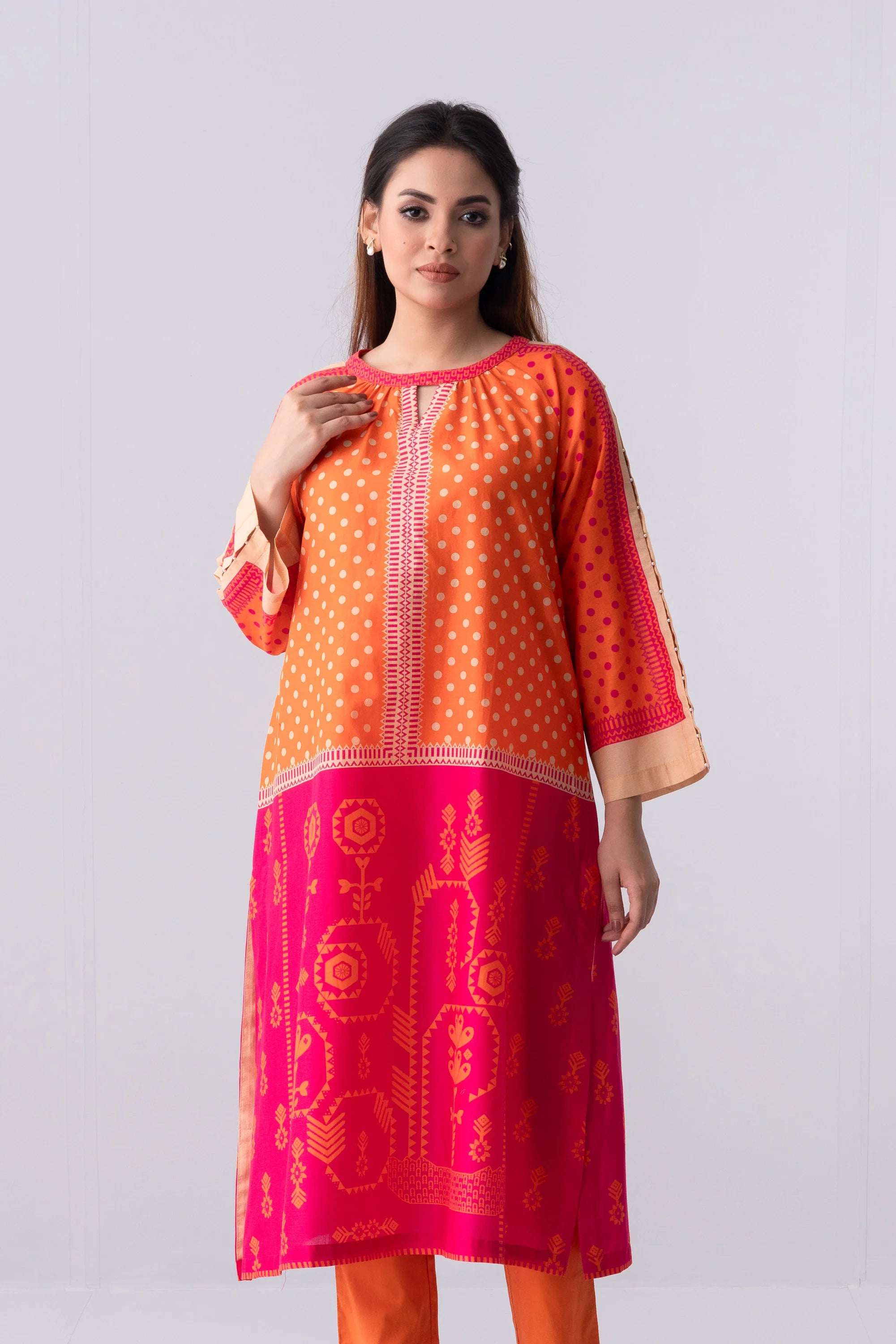 Relaxed Fit Cotton Printed Lawn Kurta