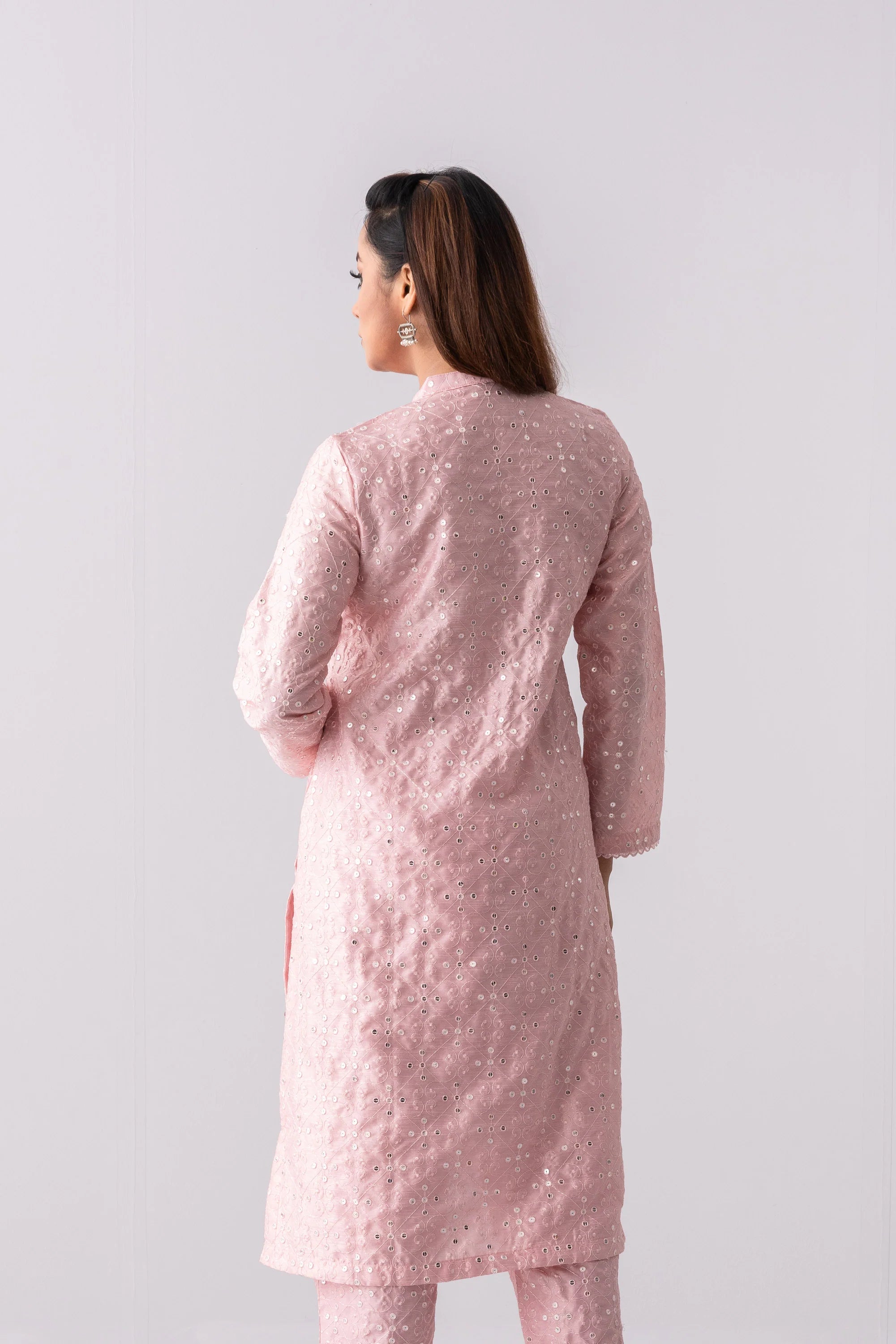 Ready-to-Wear Three-Piece Formal Ethnic Set with Organza Dupatta