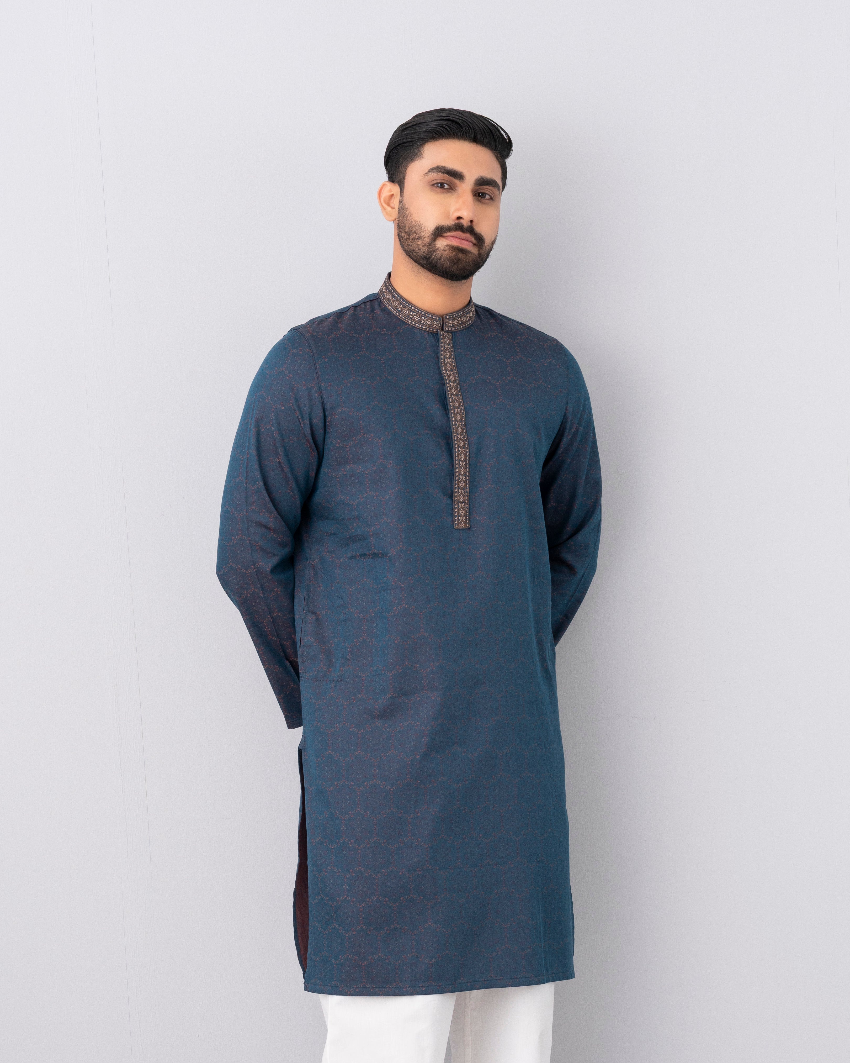 Regular Fit Embroidered Semi-Formal Panjabi