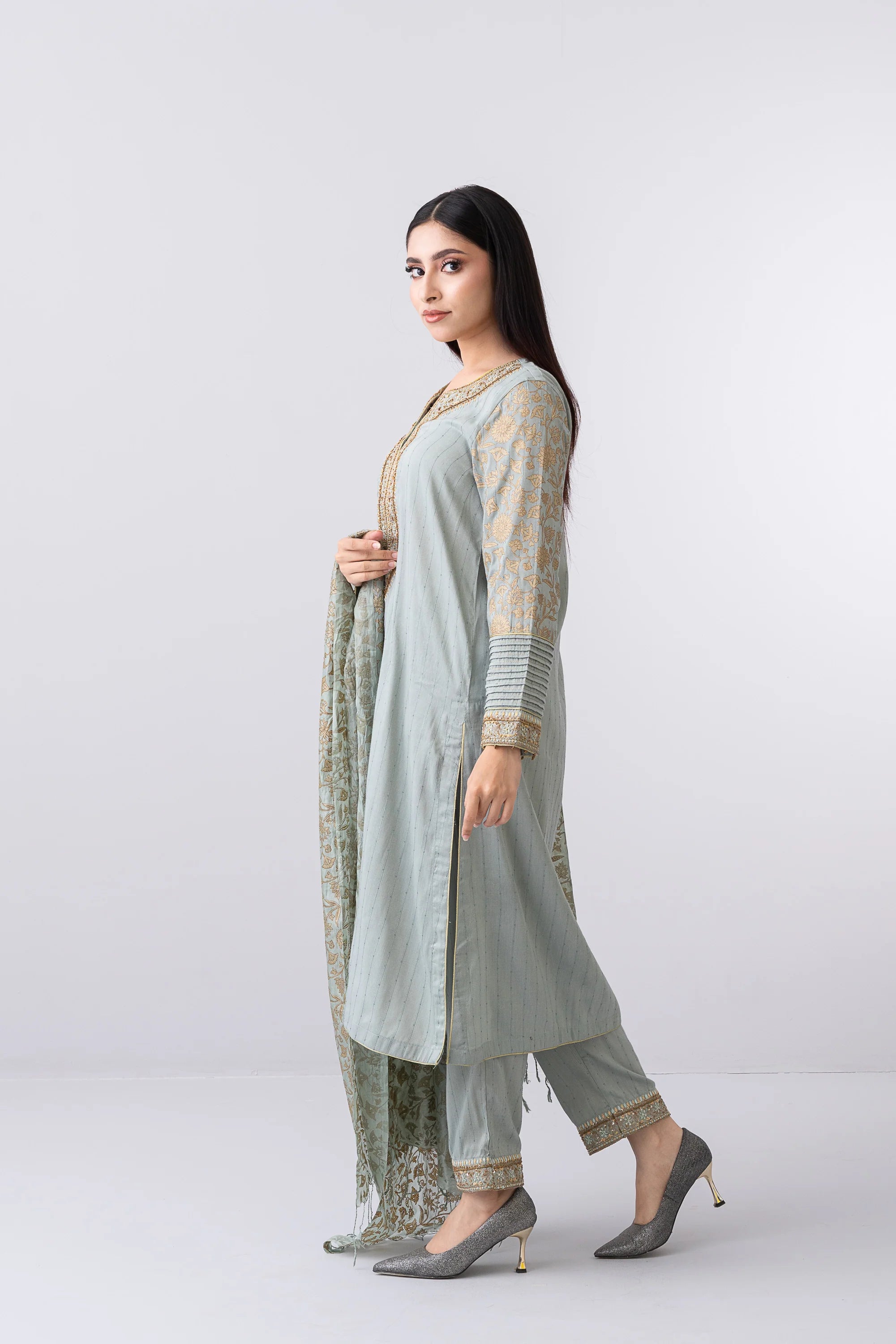 Smart Fit Embroidered Three-Piece Formal Ethnic Set