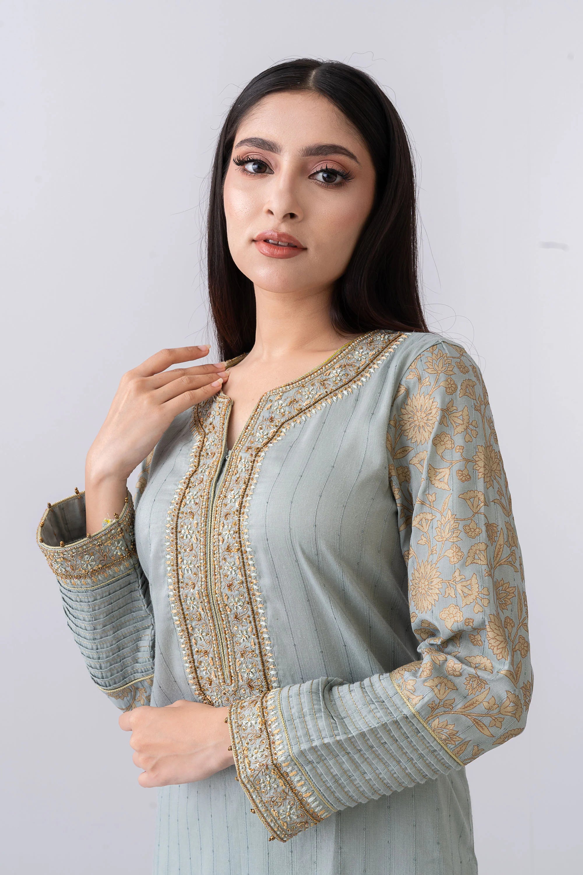 Smart Fit Embroidered Three-Piece Formal Ethnic Set