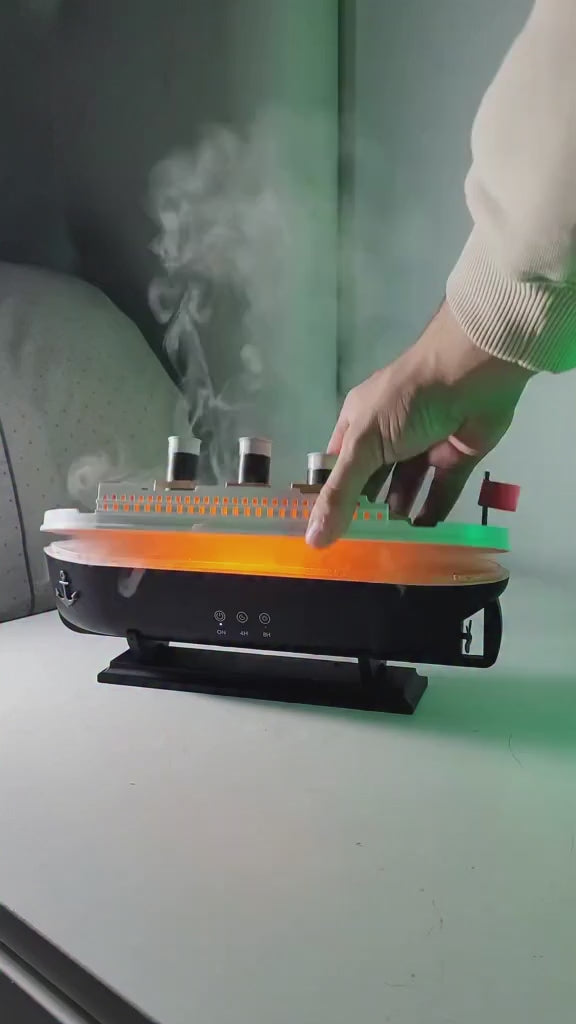 Load video: Smoke Rings Humidificador 250Ml Colorful Led Light Jellyfish Ship Boat Titanic Humidifier Diffuser With Remote